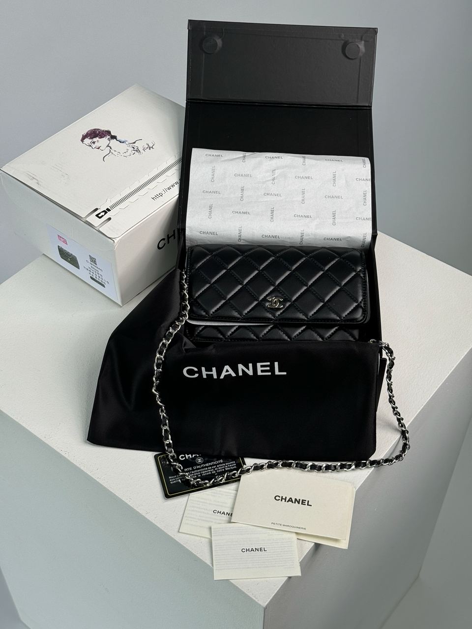 Chanel Classic Wallet on Chain Black/Silver - 3