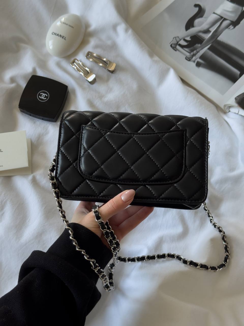 Chanel Classic Wallet on Chain Quilted Caviar Black/Silver - 13