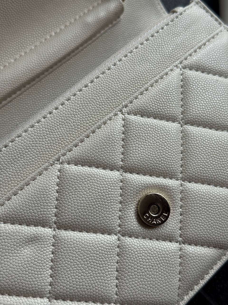 Chanel Classic Wallet on Chain Quilted Caviar Milk/Gold - 9