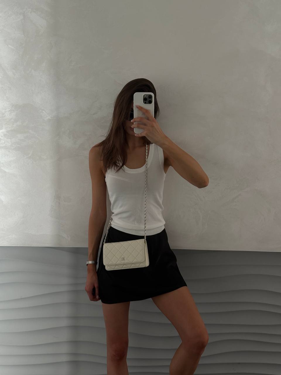 Chanel Classic Wallet on Chain Quilted Caviar White/Silver - 5