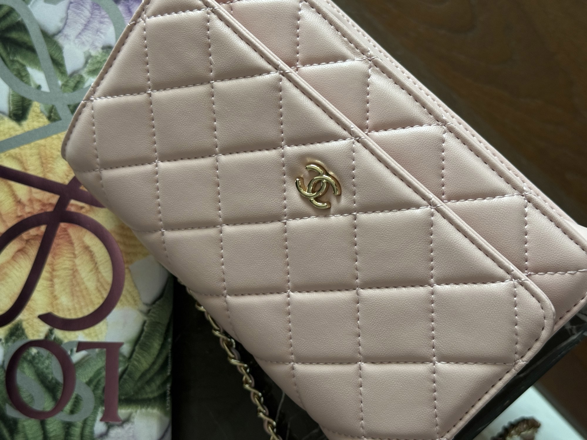 Chanel Classic Wallet on Chain Quilted Pink/Gold Магнітна Коробка - 13