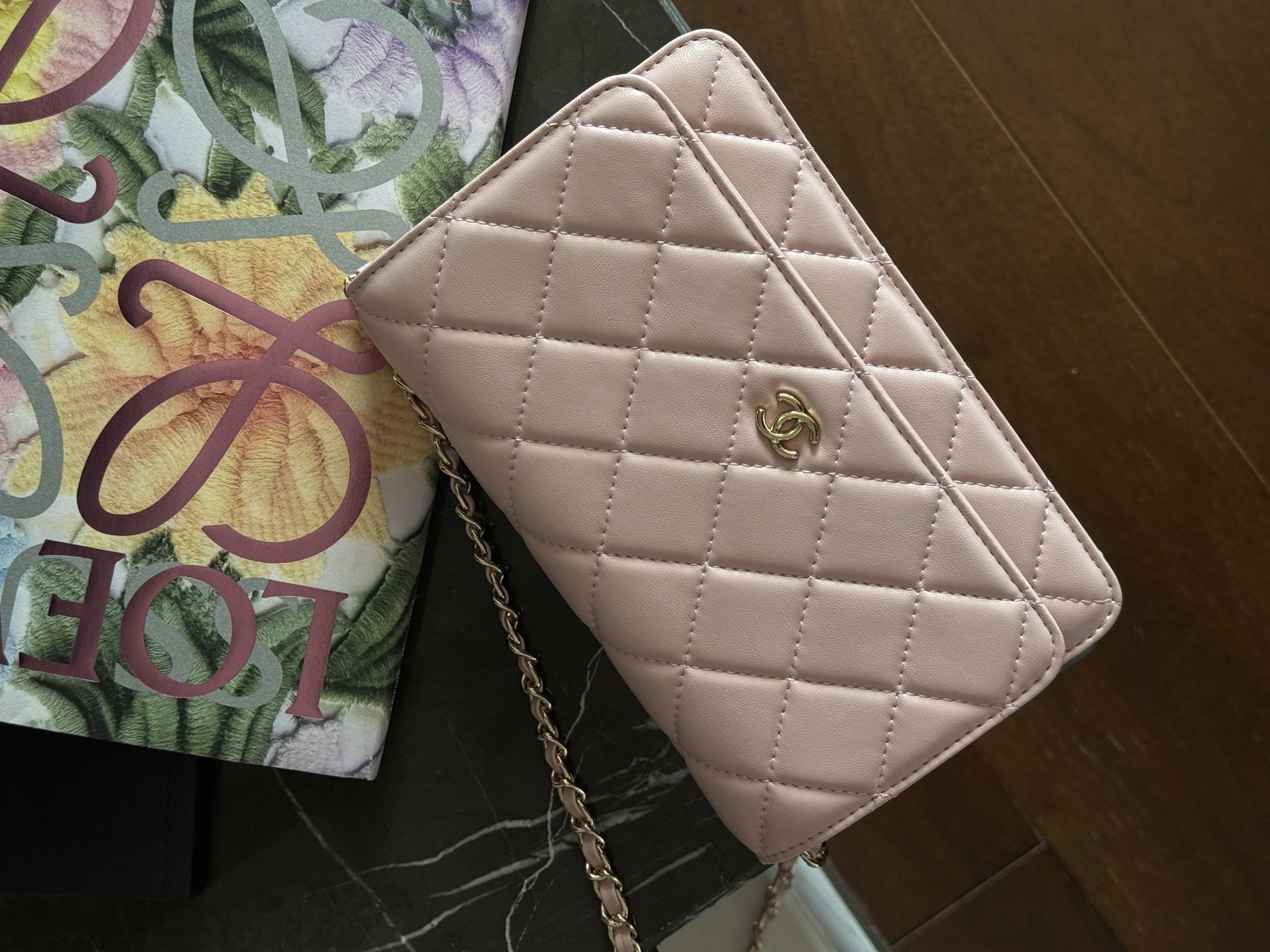 Chanel Classic Wallet on Chain Quilted Pink/Gold Магнітна Коробка - 12