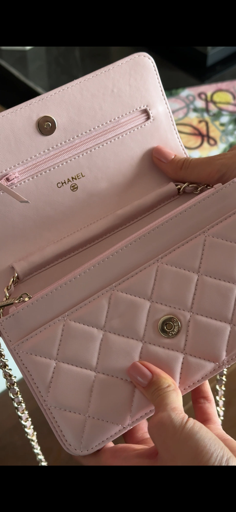 Chanel Classic Wallet on Chain Quilted Pink/Gold Магнітна Коробка - 9