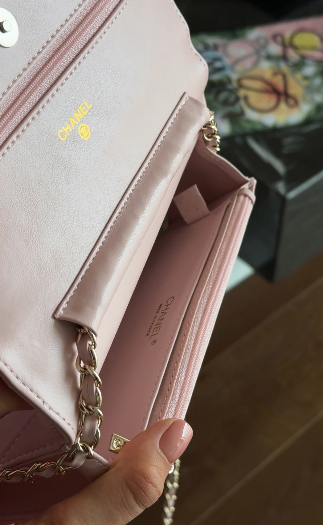 Chanel Classic Wallet on Chain Quilted Pink/Gold Магнітна Коробка - 10
