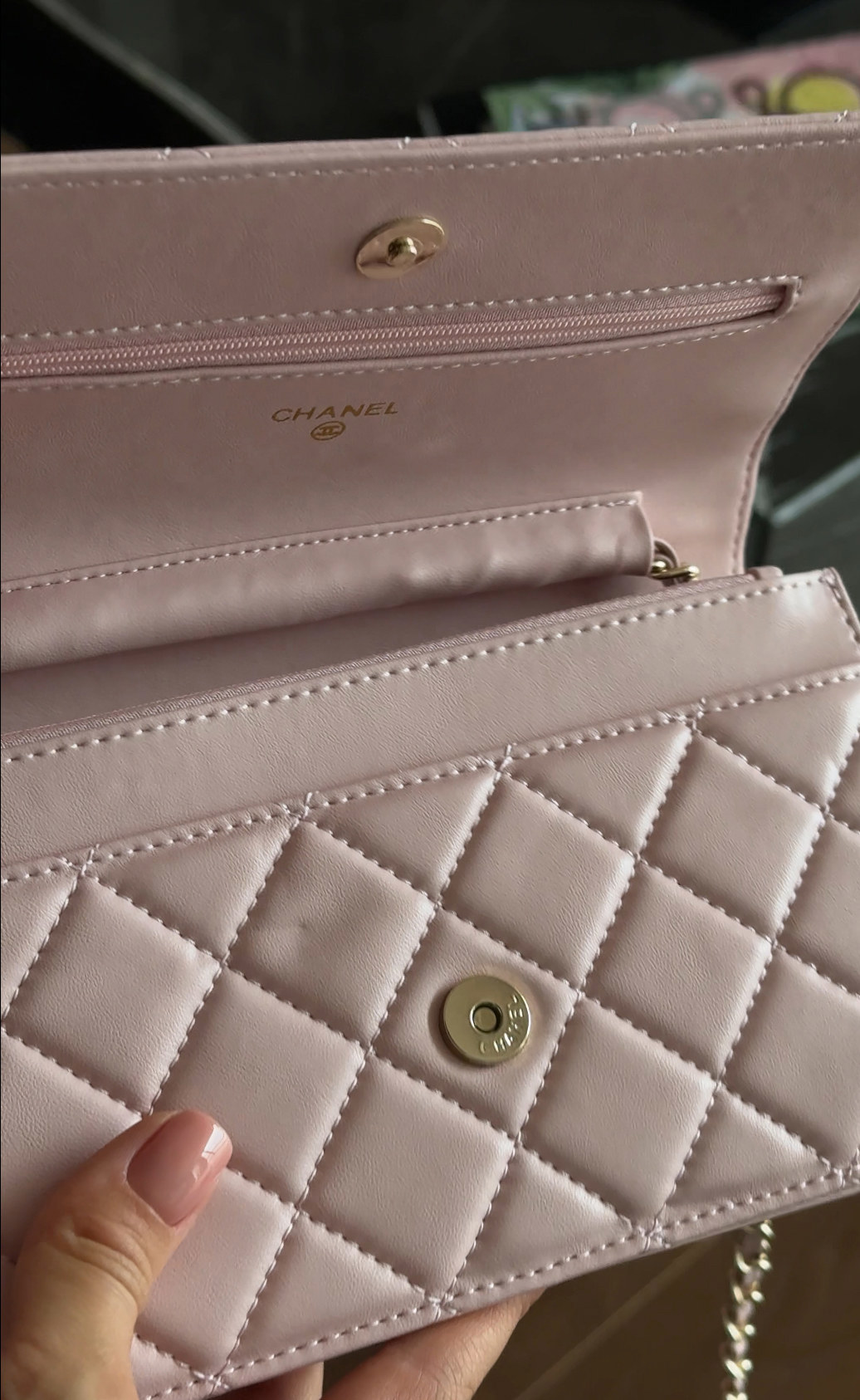 Chanel Classic Wallet on Chain Quilted Pink/Gold Магнітна Коробка - 8
