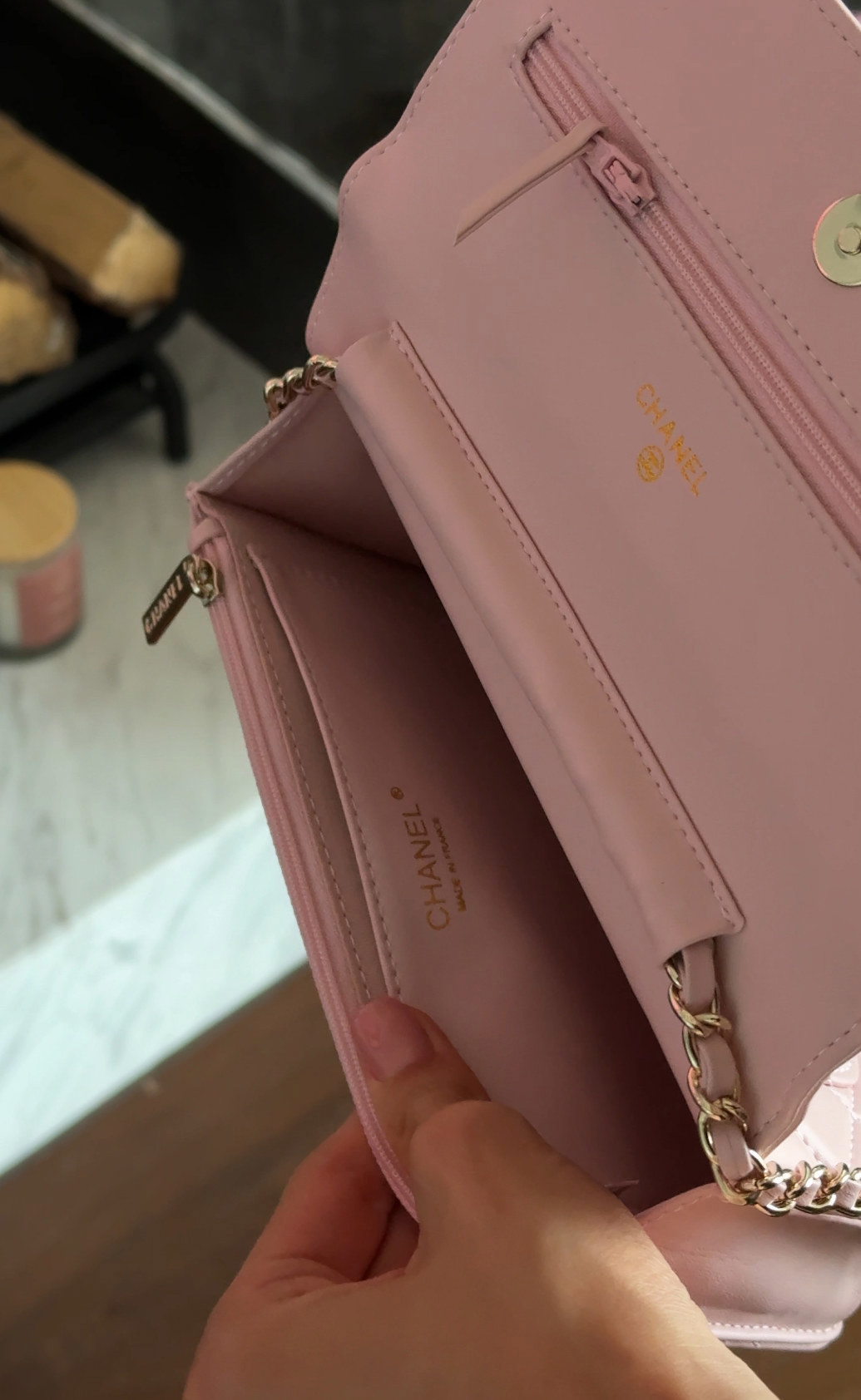 Chanel Classic Wallet on Chain Quilted Pink/Gold Магнітна Коробка - 7