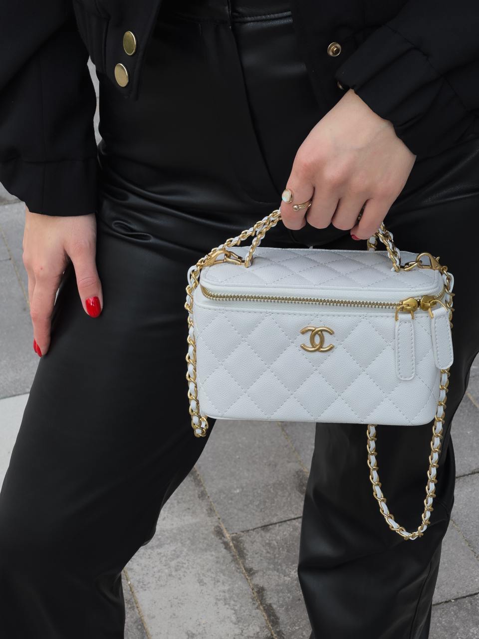 Chanel Classic White Lambskin Pearl Crush Vanity - 2