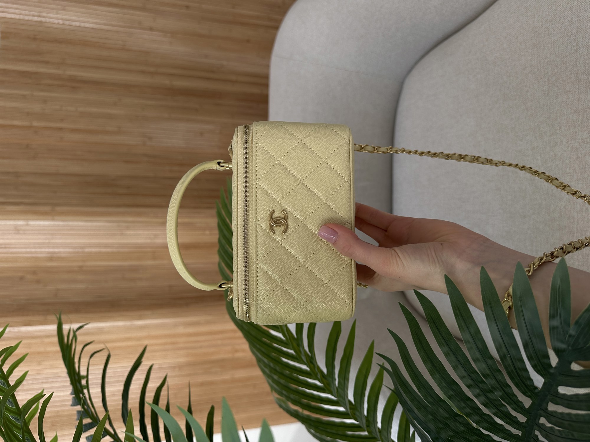 Chanel Classic Yellow Caviar Quilted Pearl Crush Vanity Bag - 11
