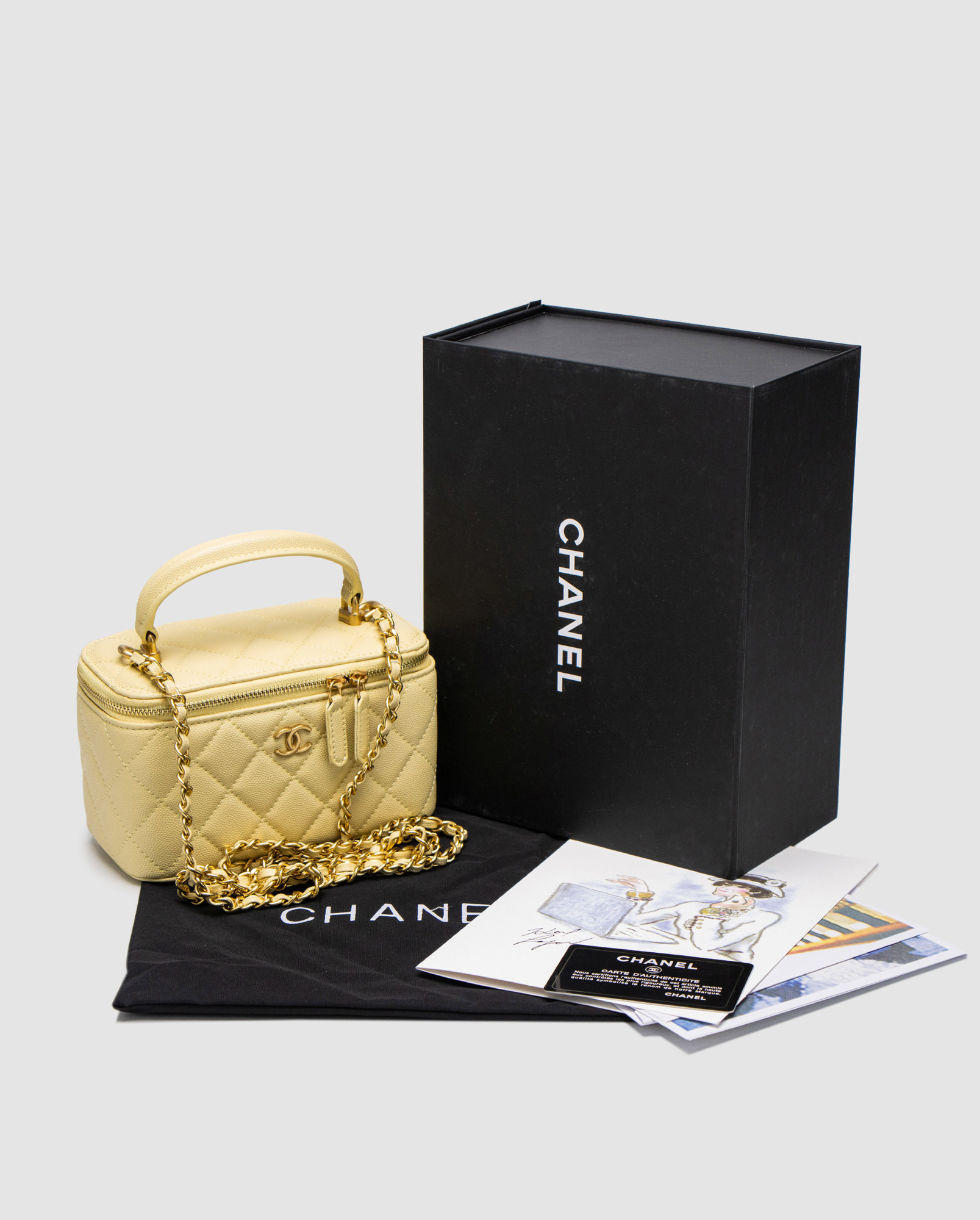 Chanel Classic Yellow Caviar Quilted Pearl Crush Vanity Bag - 6