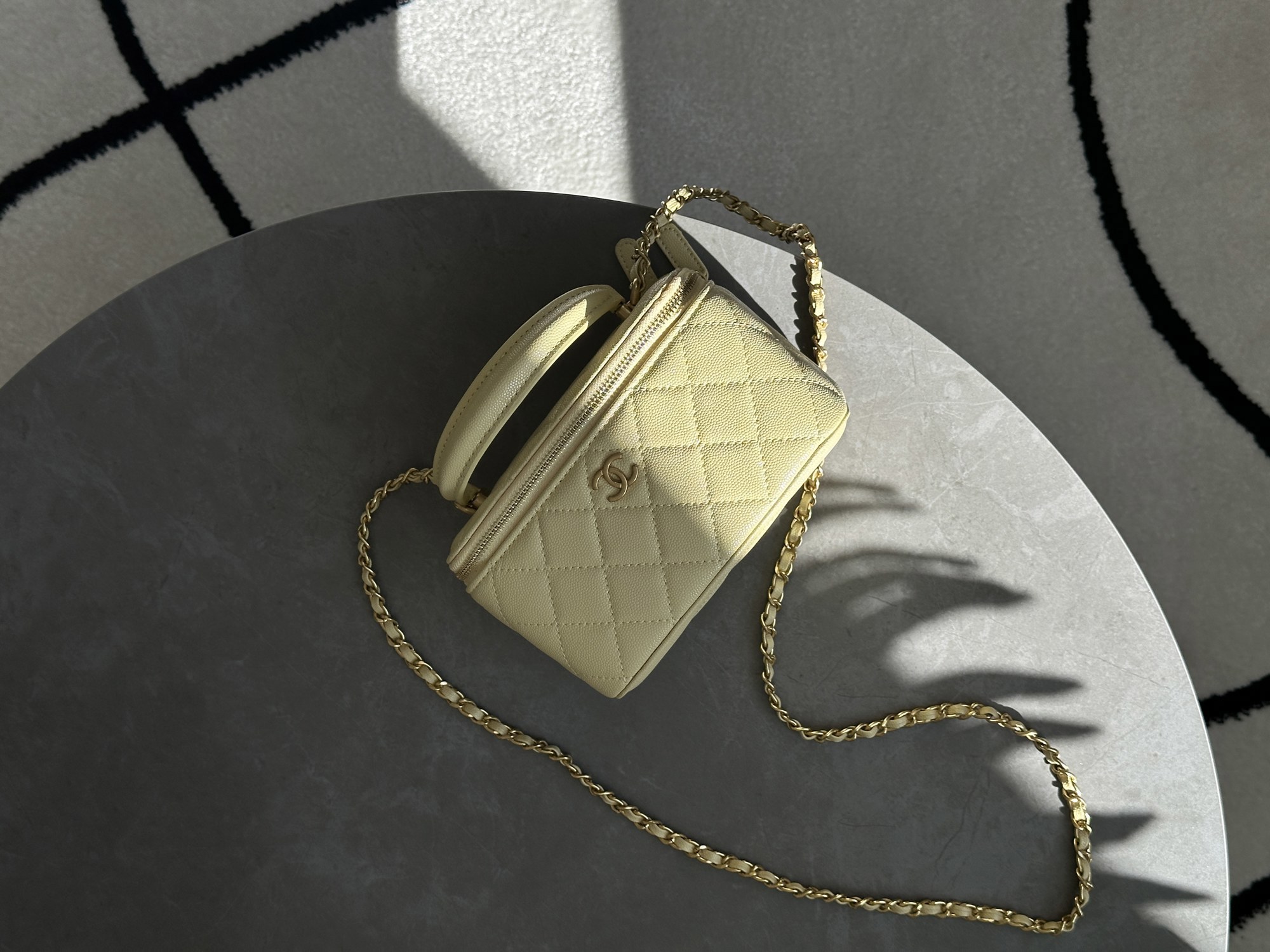Chanel Classic Yellow Caviar Quilted Pearl Crush Vanity Bag - 10