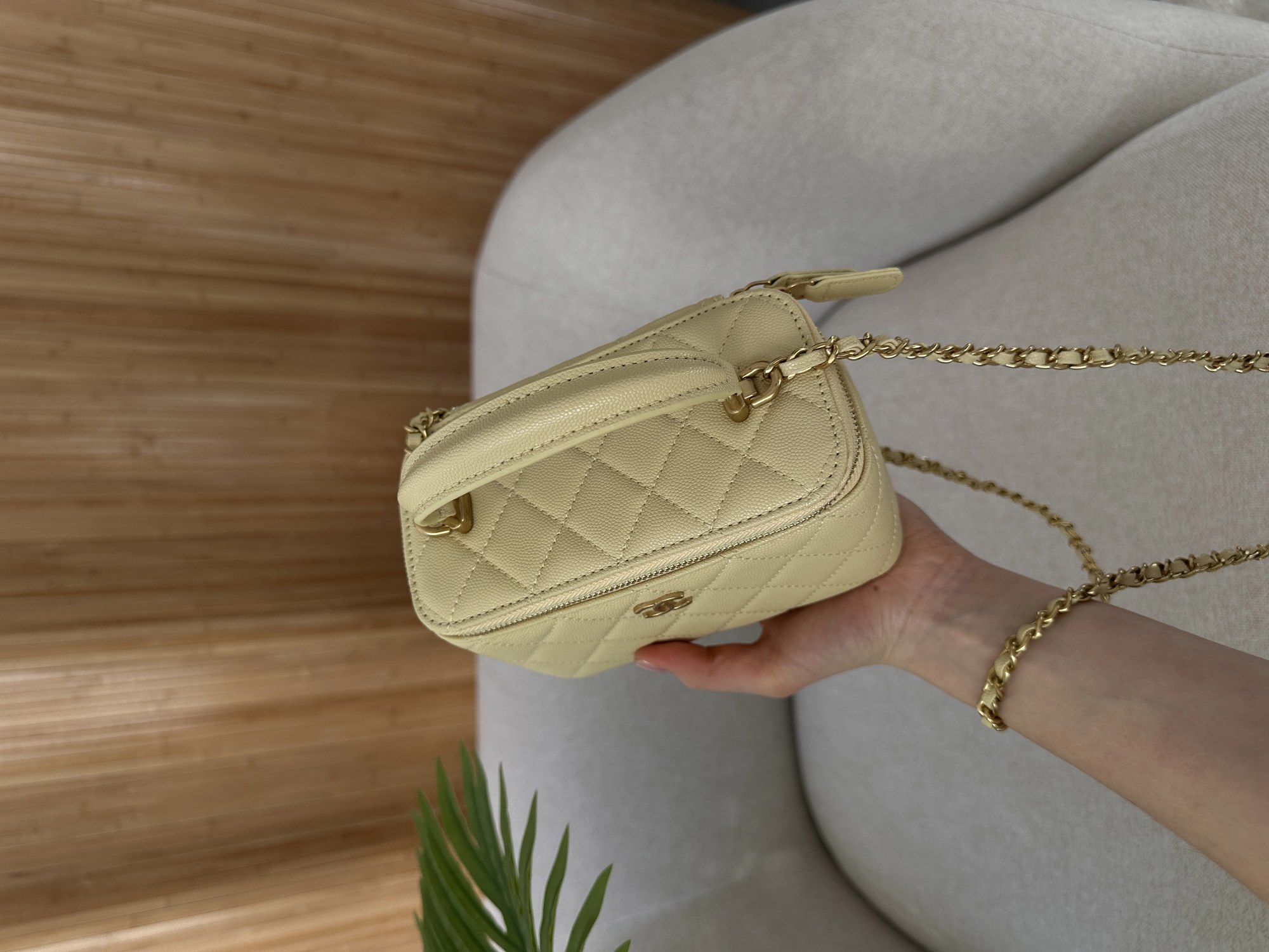 Chanel Classic Yellow Caviar Quilted Pearl Crush Vanity Bag - 12