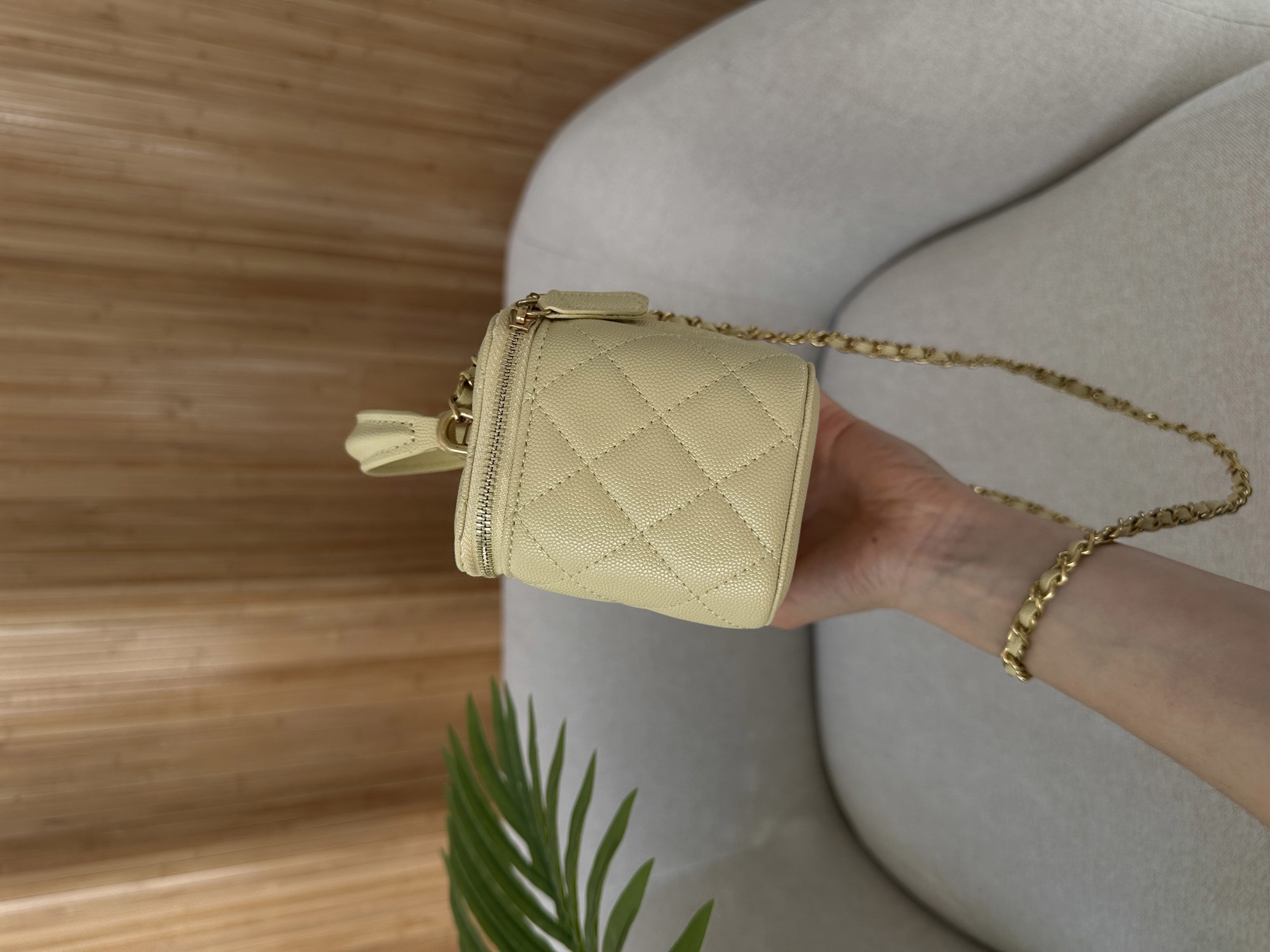 Chanel Classic Yellow Caviar Quilted Pearl Crush Vanity Bag - 14