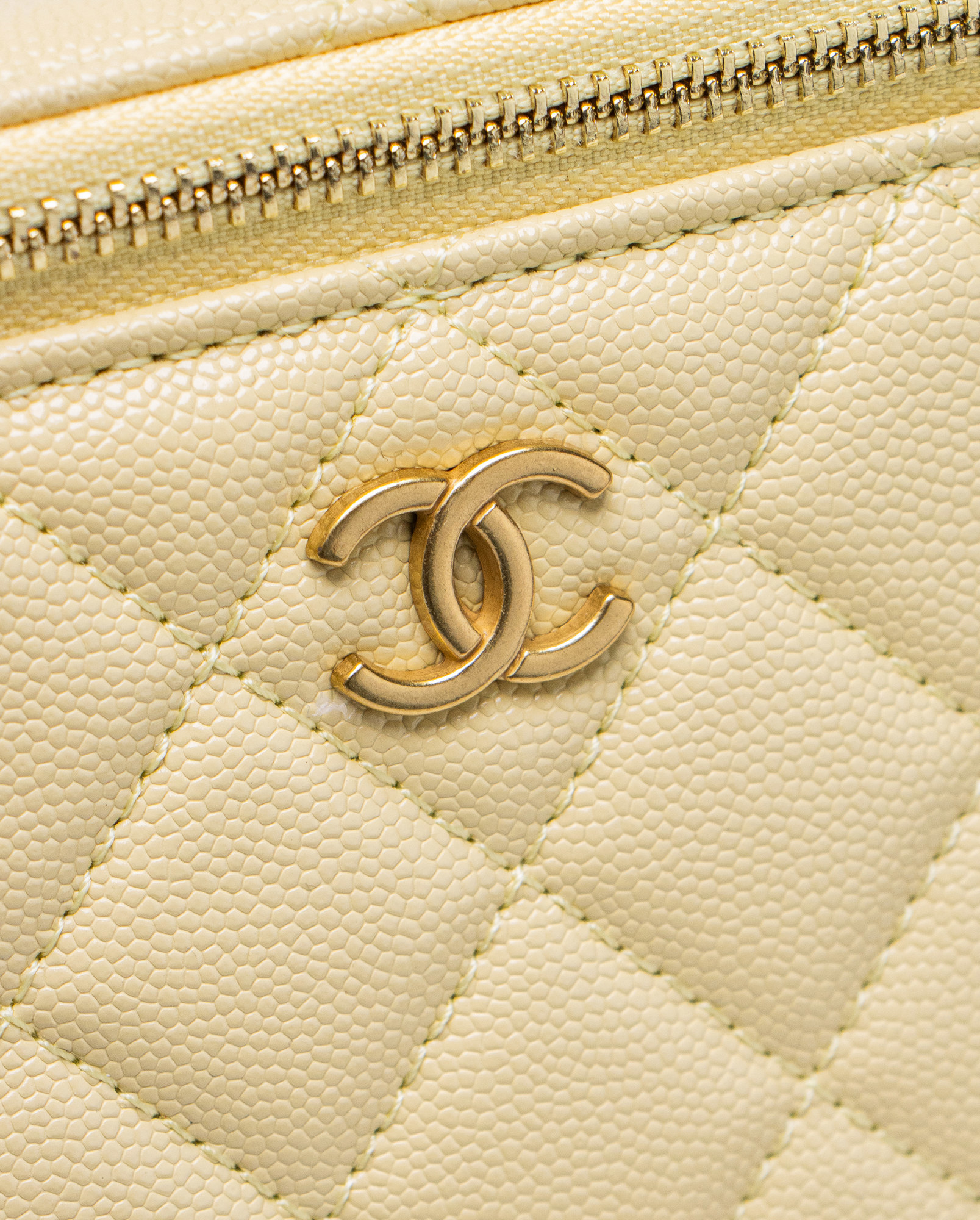 Chanel Classic Yellow Caviar Quilted Pearl Crush Vanity Bag - 4