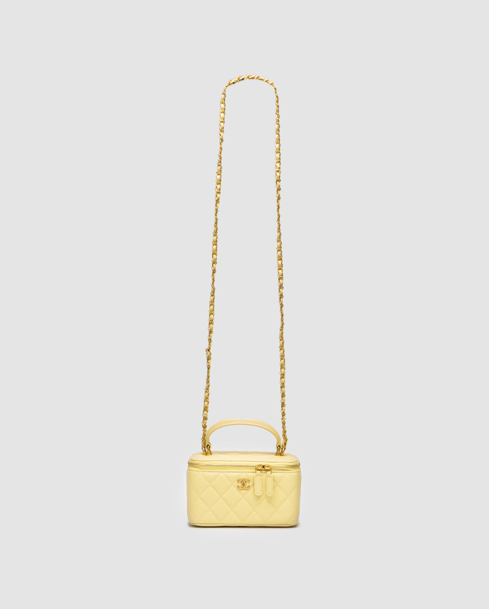 Chanel Classic Yellow Caviar Quilted Pearl Crush Vanity Bag - 3