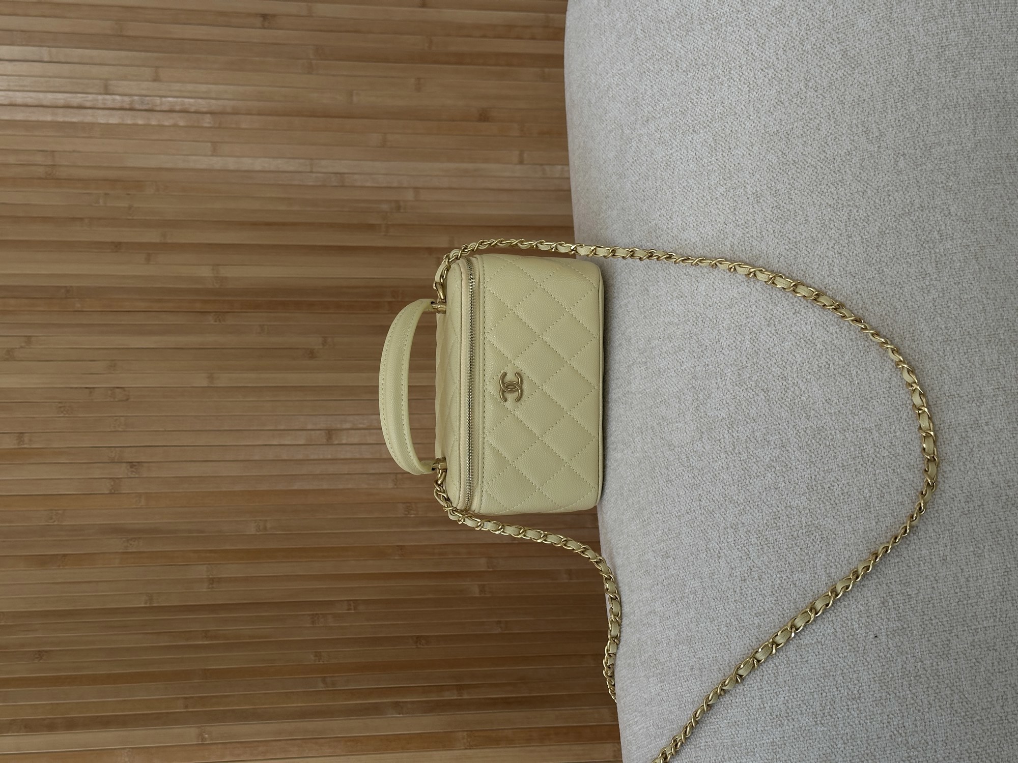 Chanel Classic Yellow Caviar Quilted Pearl Crush Vanity Bag - 9