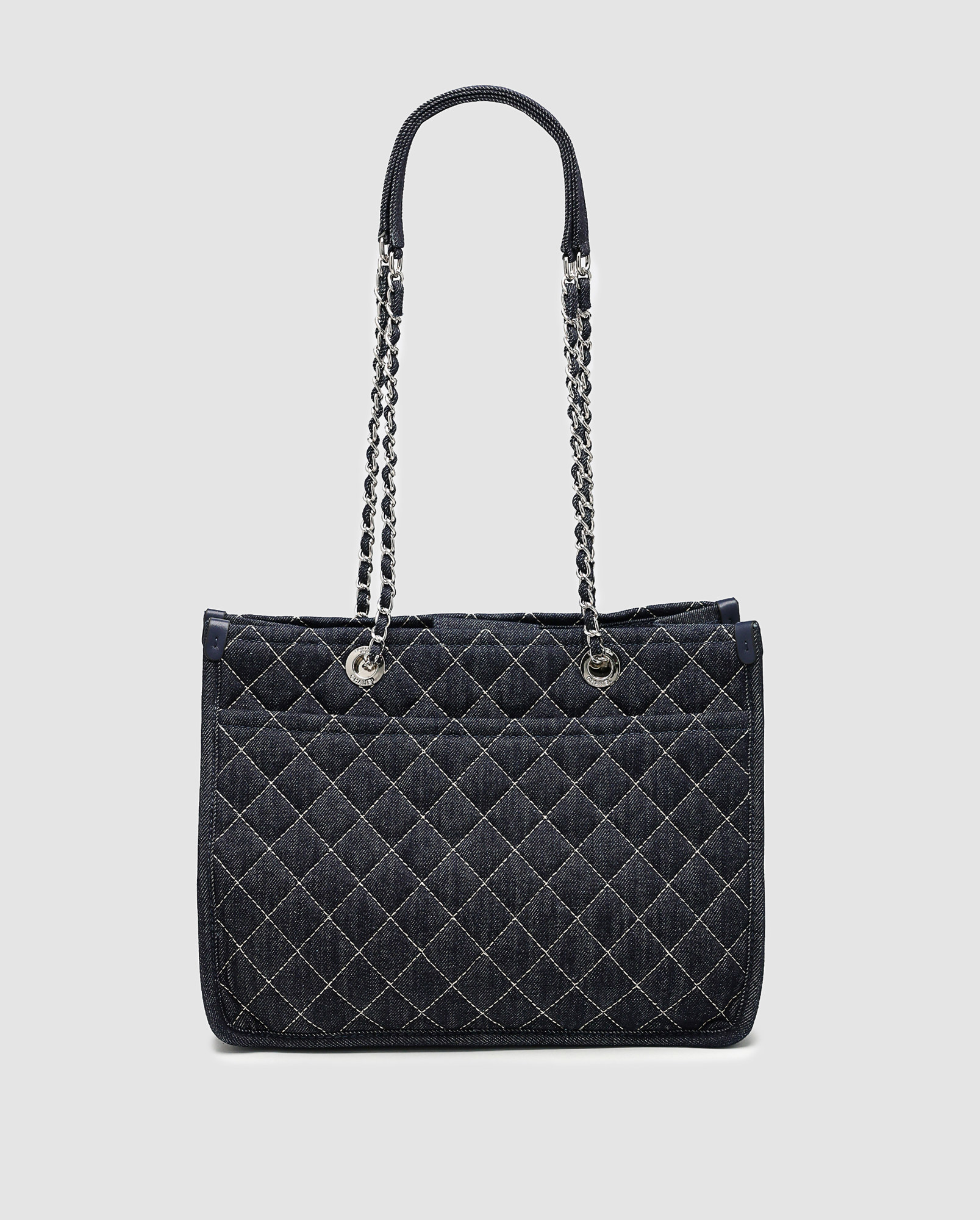 Chanel Denim Tote Bag with Wild Stitch Quilting - 3