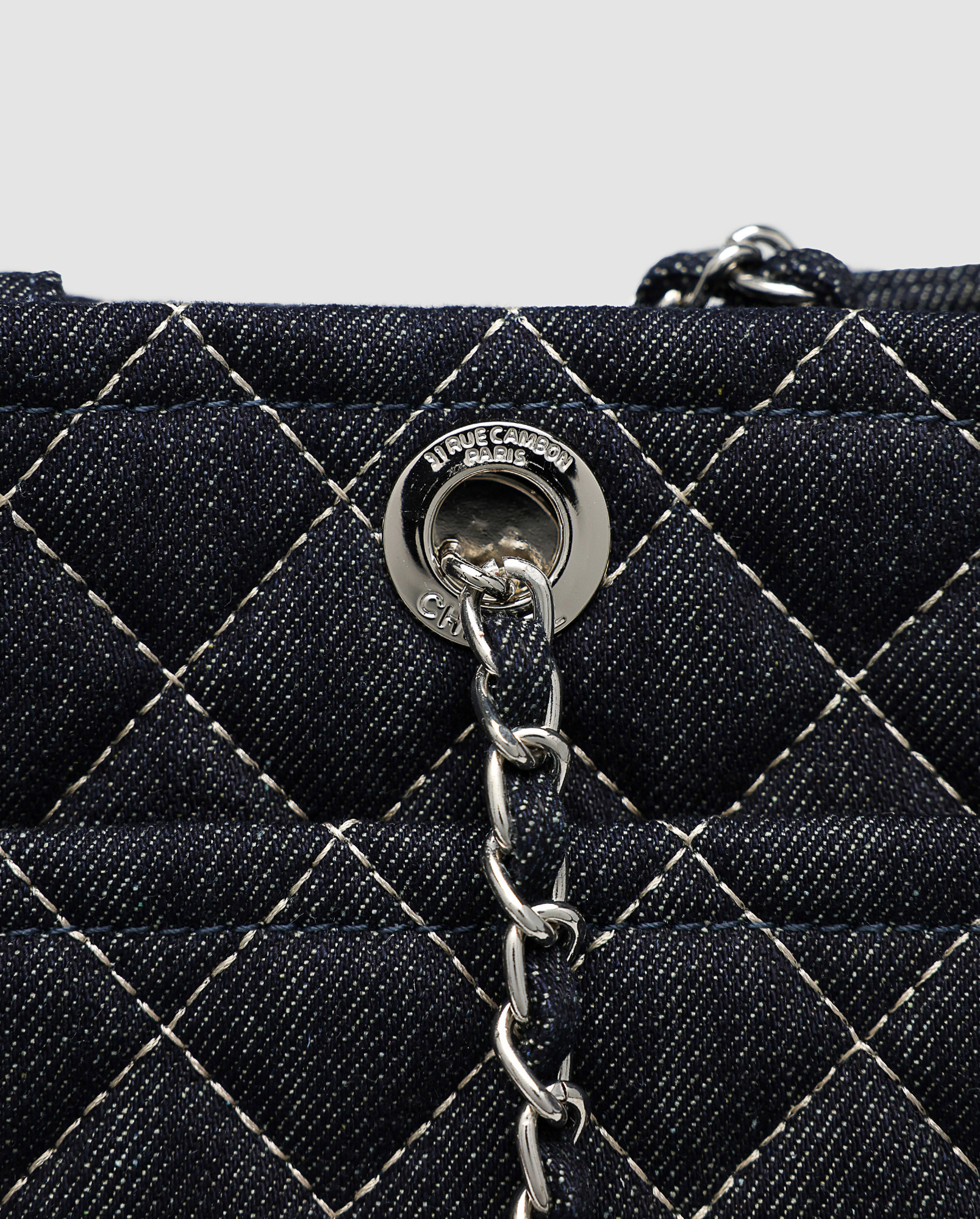 Chanel Denim Tote Bag with Wild Stitch Quilting - 4