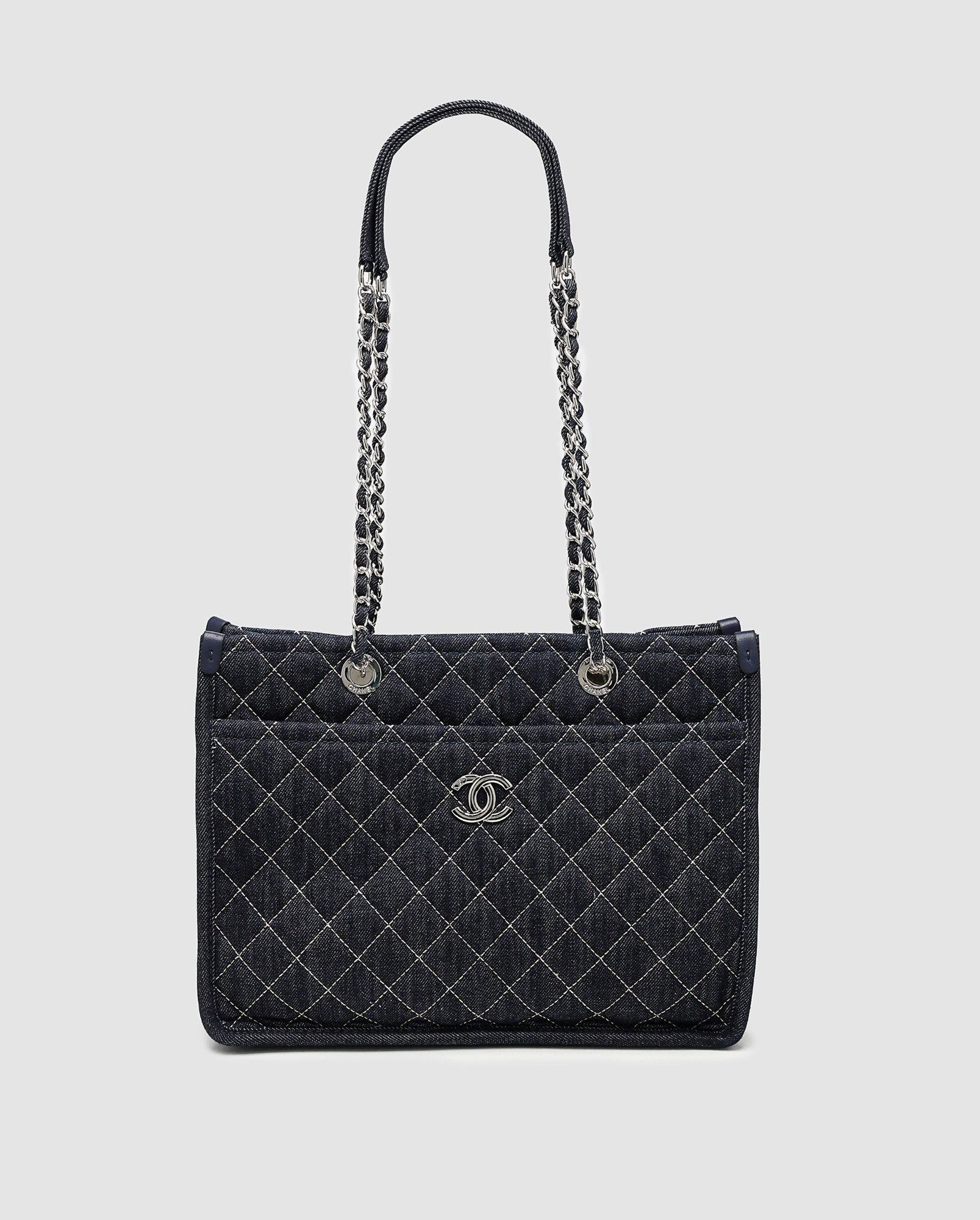 Chanel Denim Tote Bag with Wild Stitch Quilting - 2