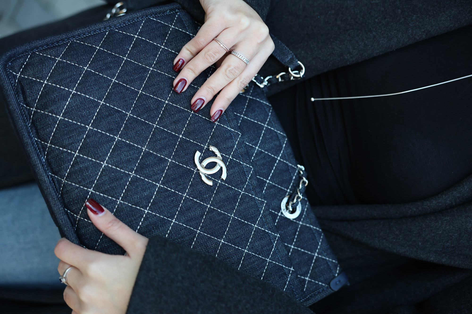 Chanel Denim Tote Bag with Wild Stitch Quilting - 13