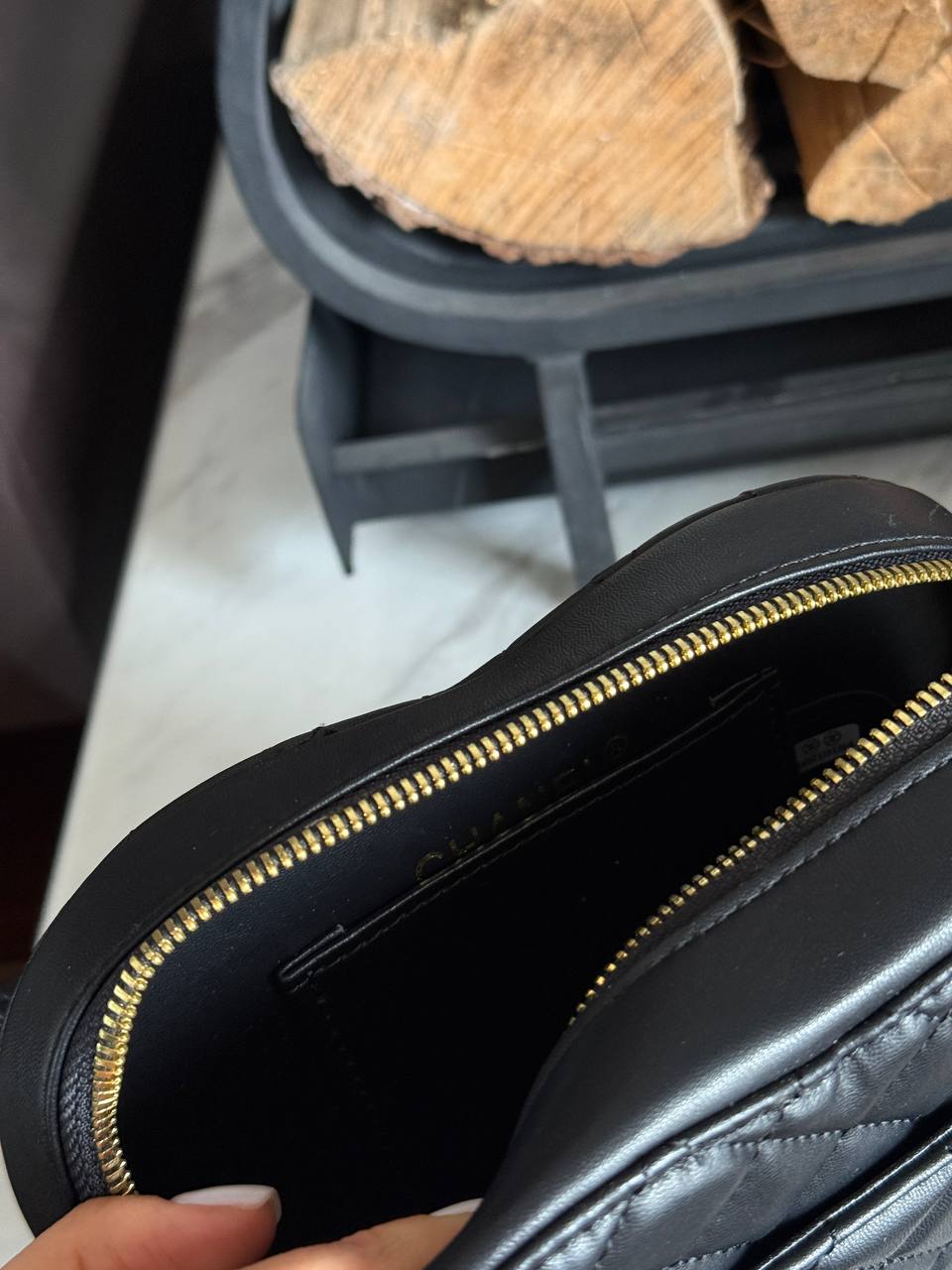 Chanel Heart Chain Clutch Bag Black - 11