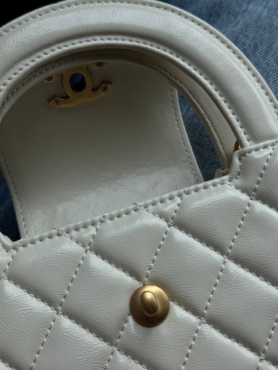 Chanel Kelly Bag Shiny Aged Calfskin Cream &amp; Gold Hardware - 8