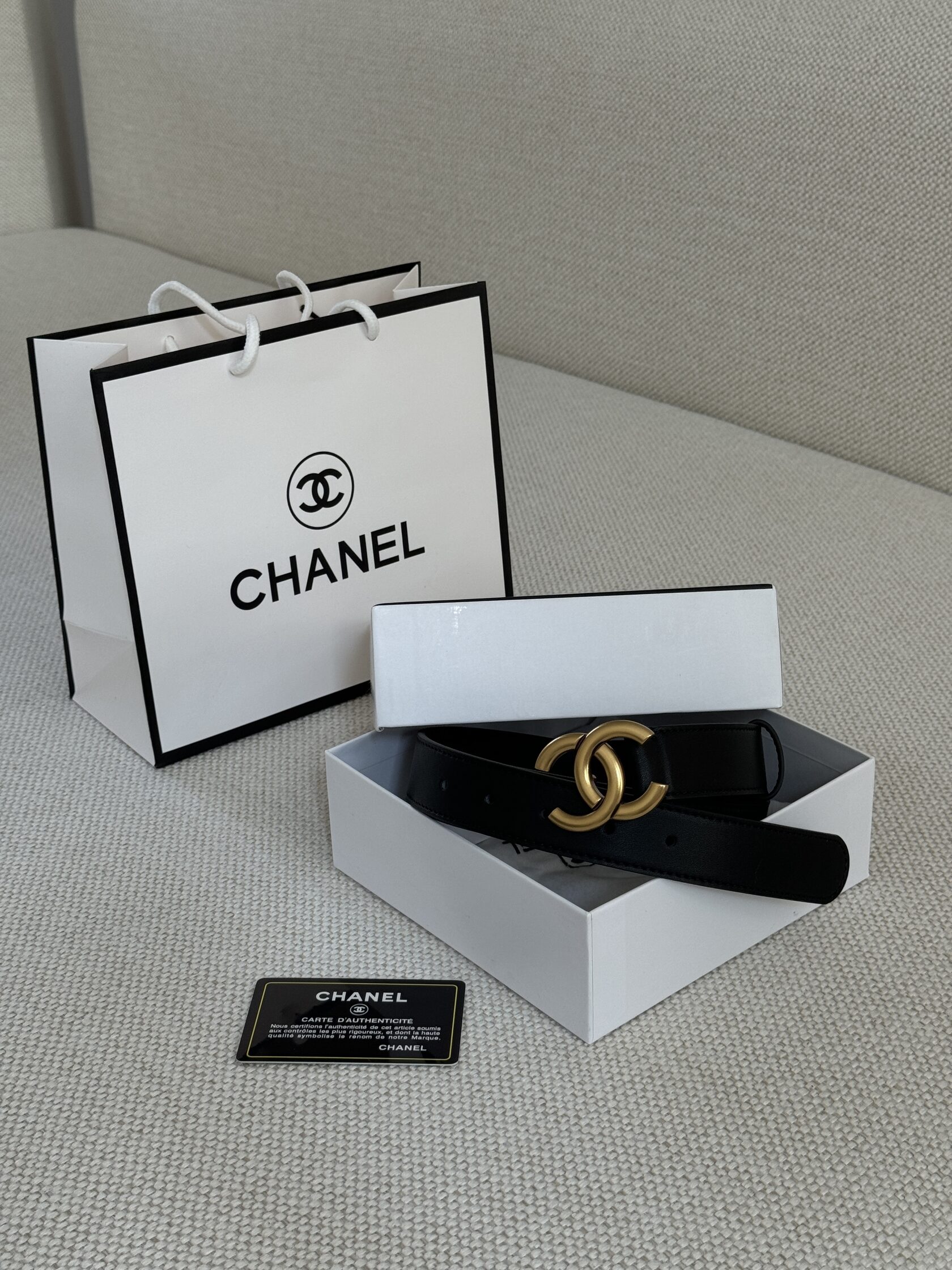 Chanel Leather Belt Black/Gold - 10