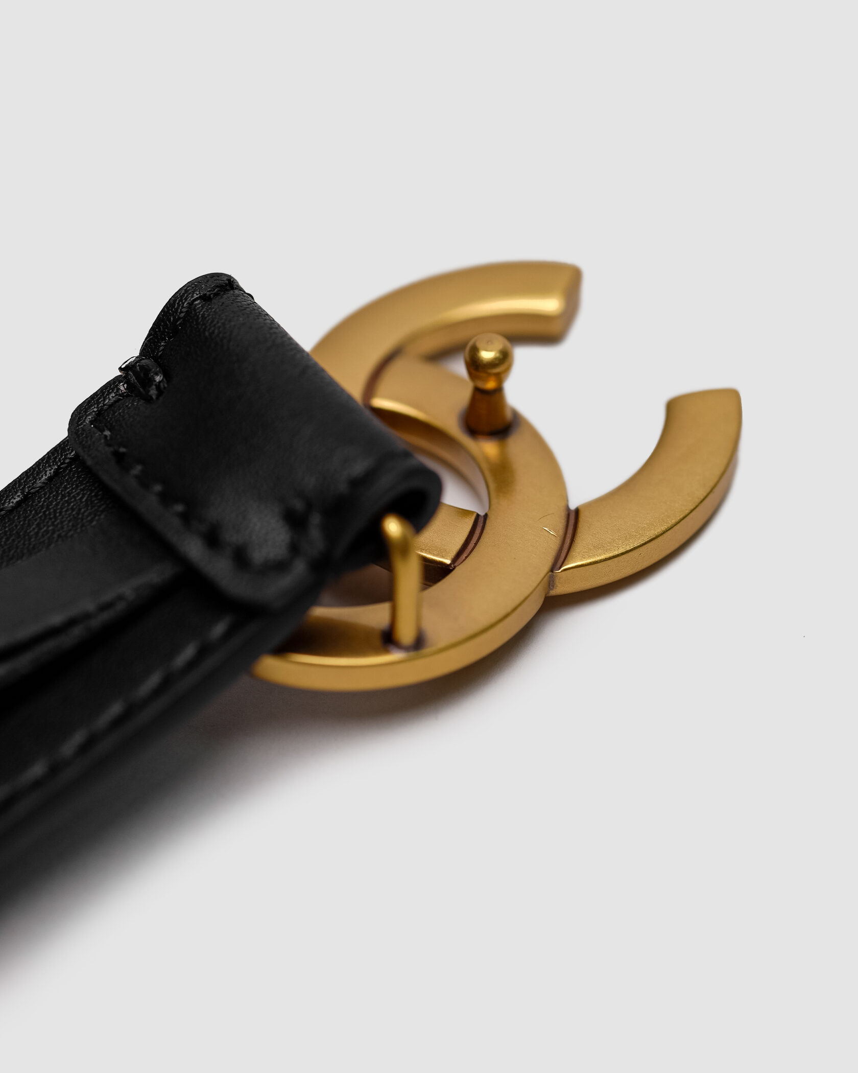 Chanel Leather Belt Black/Gold - 17