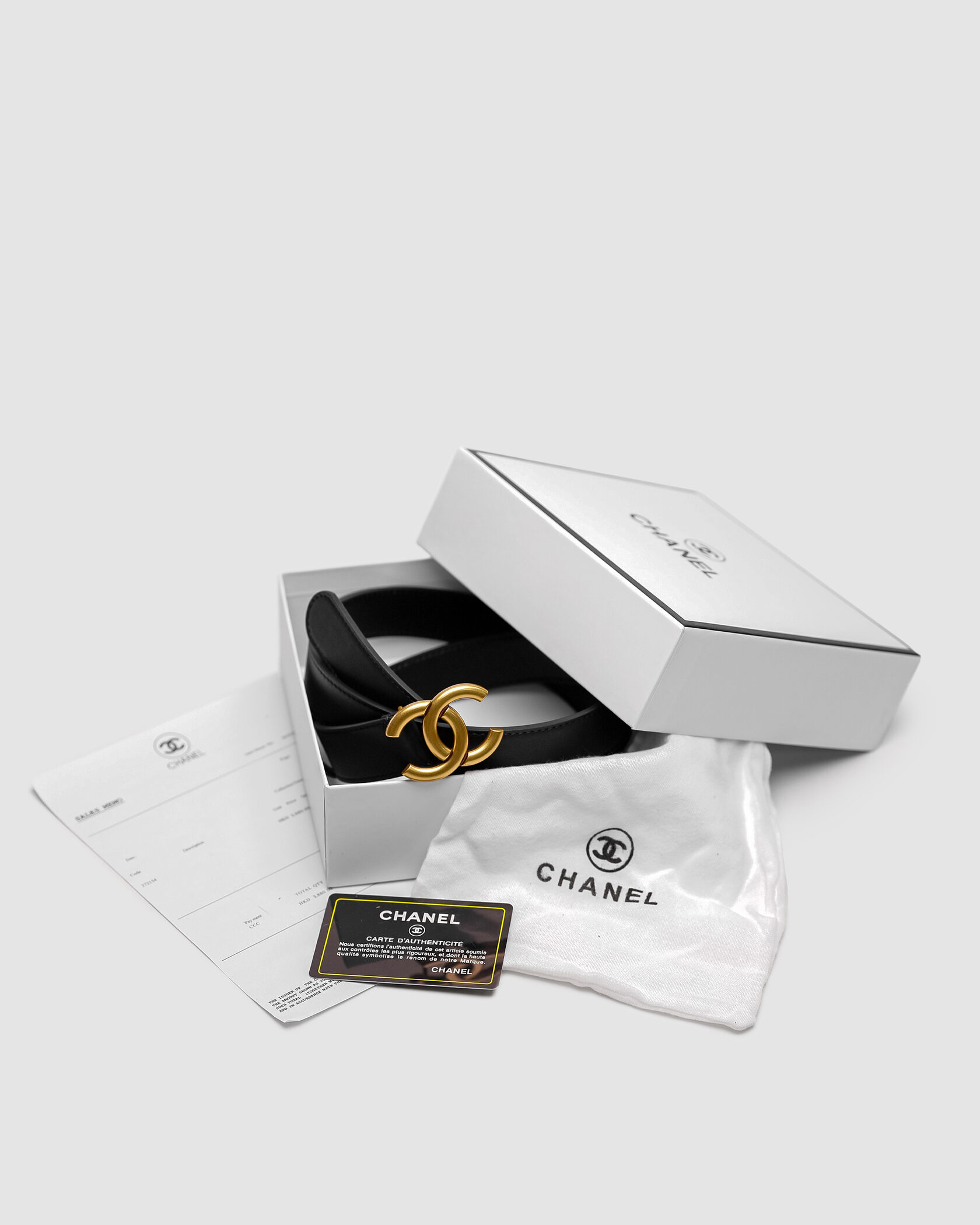 Chanel Leather Belt Black/Gold - 2