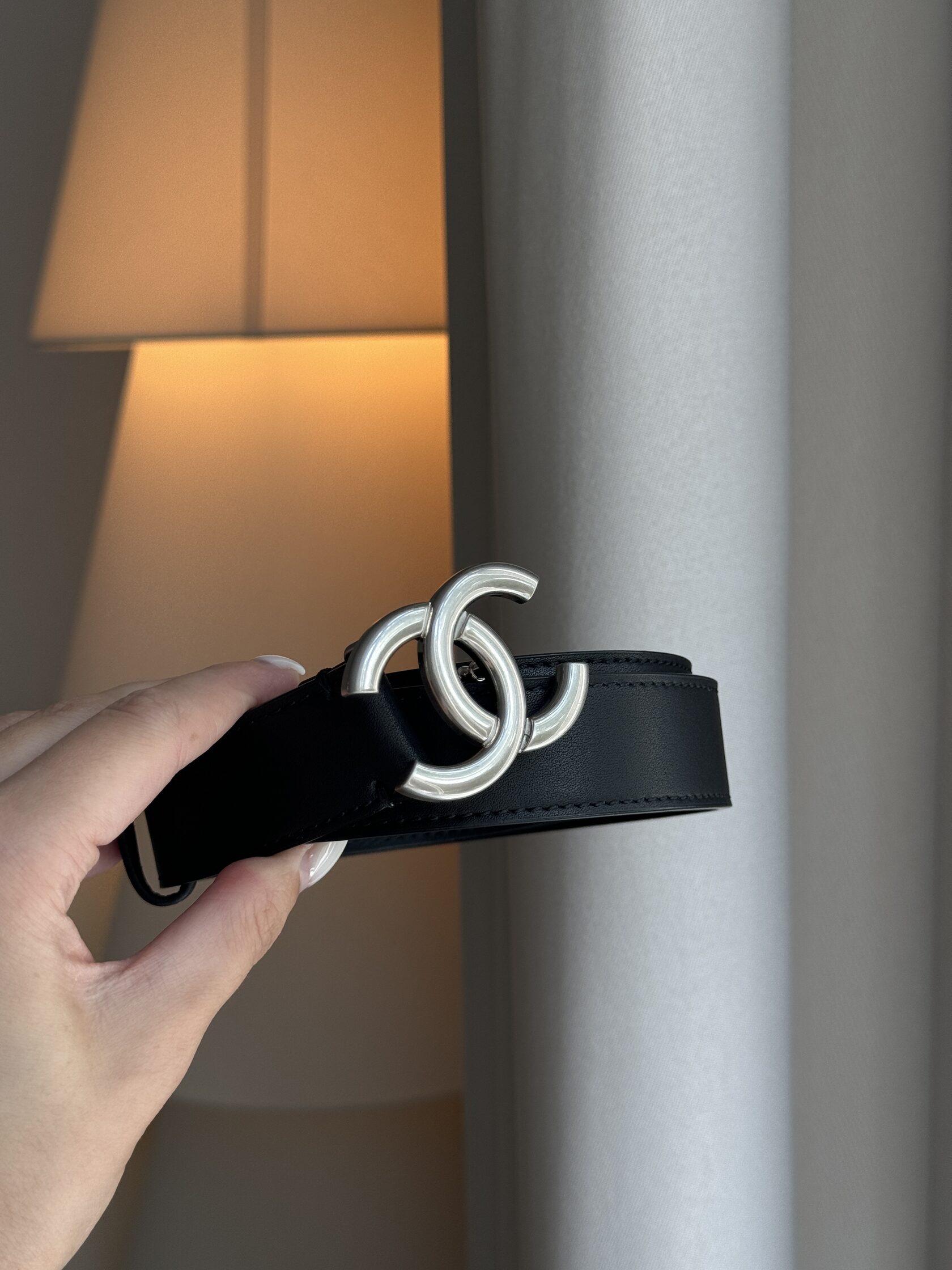 Chanel Leather Belt Black/Silver - 11