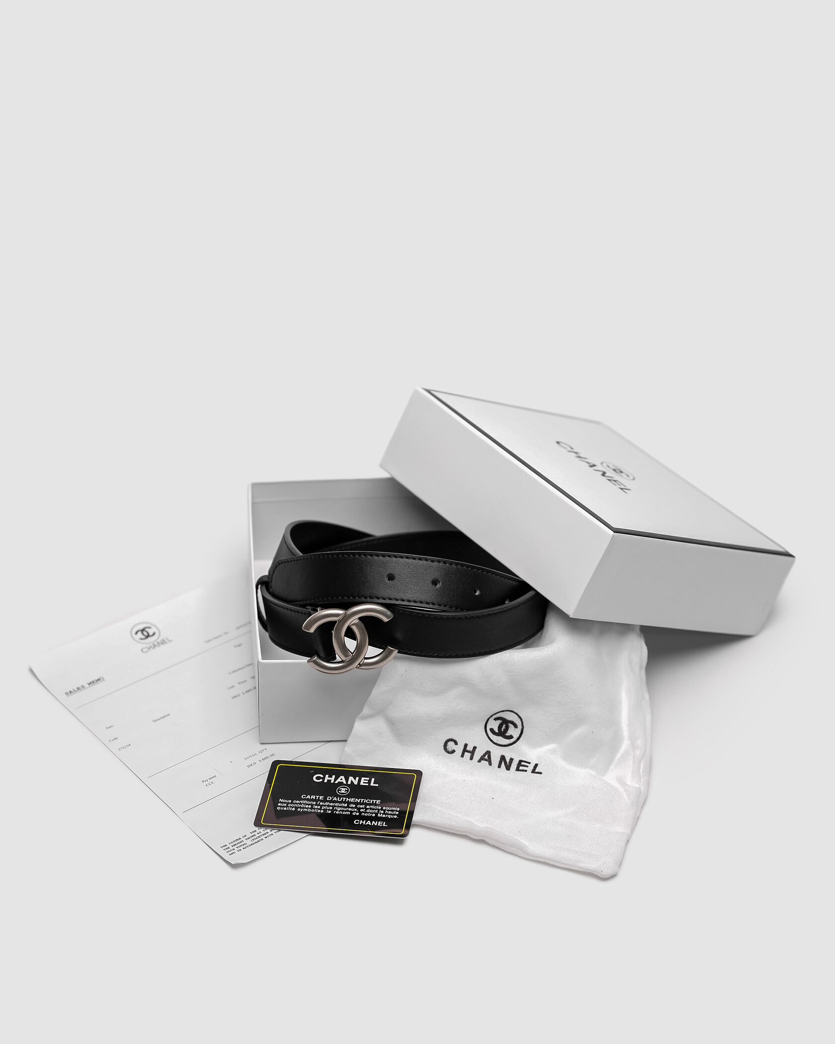 Chanel Leather Belt Black/Silver - 2