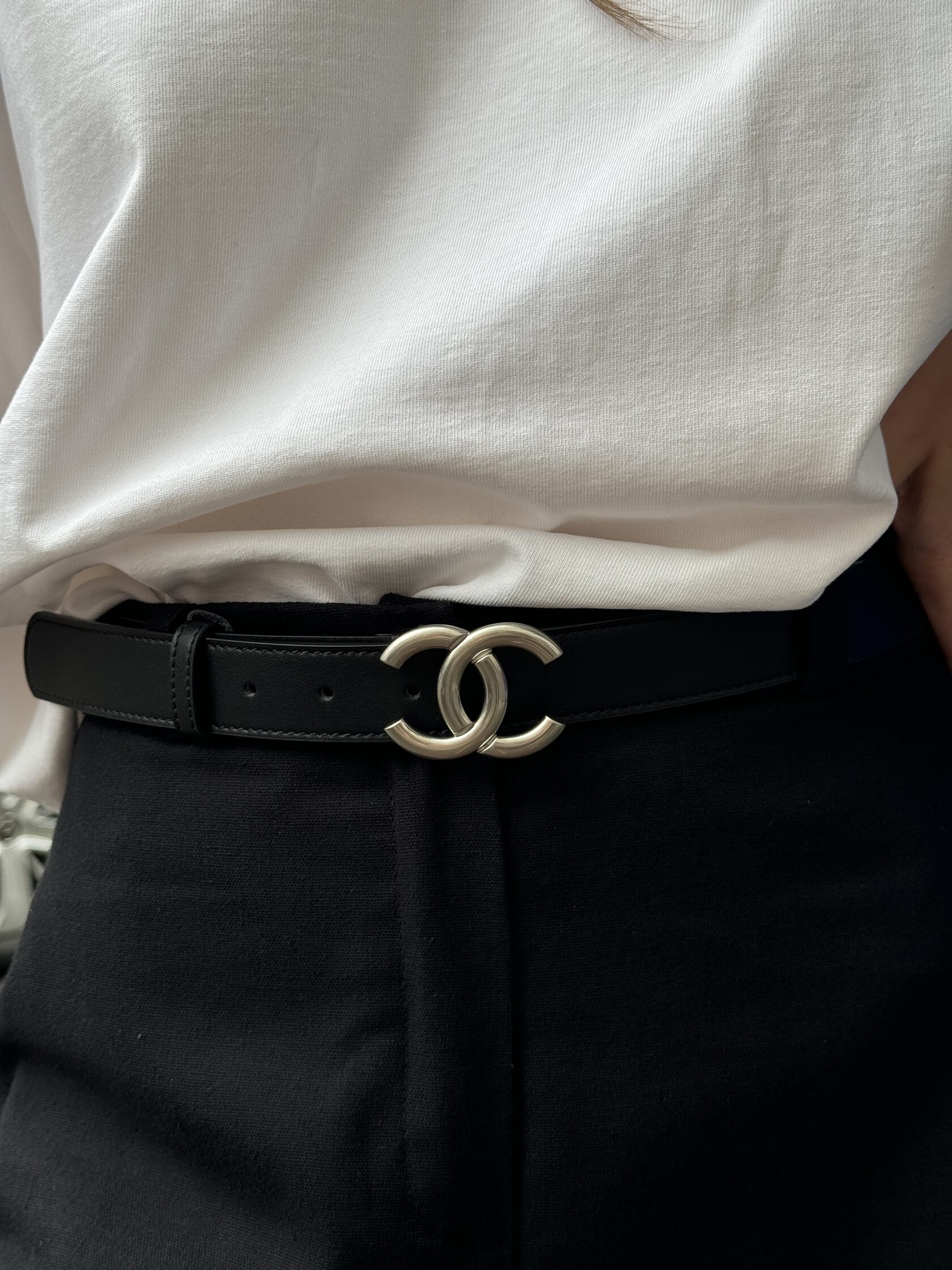 Chanel Leather Belt Black/Silver - 5