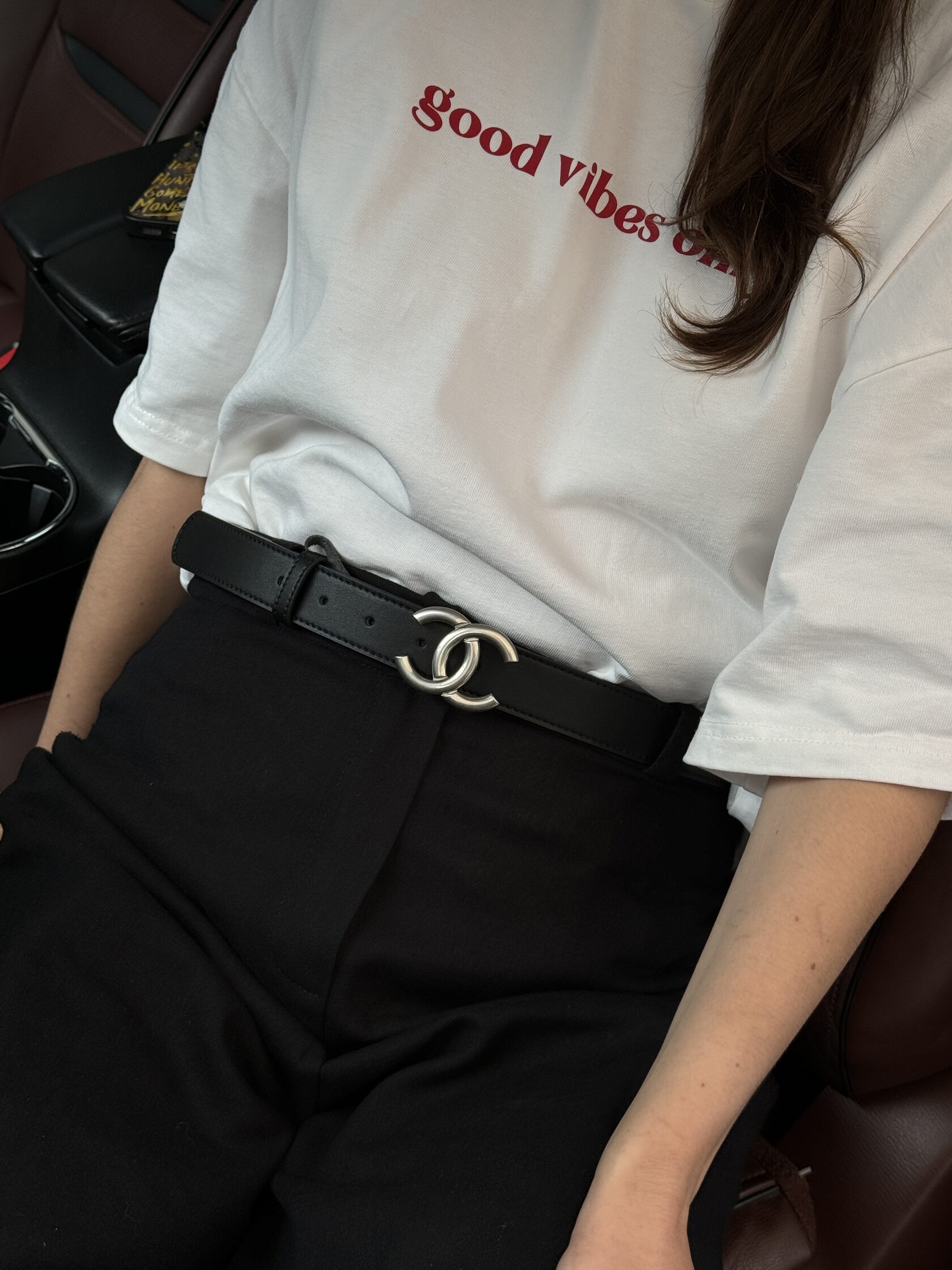 Chanel Leather Belt Black/Silver - 7