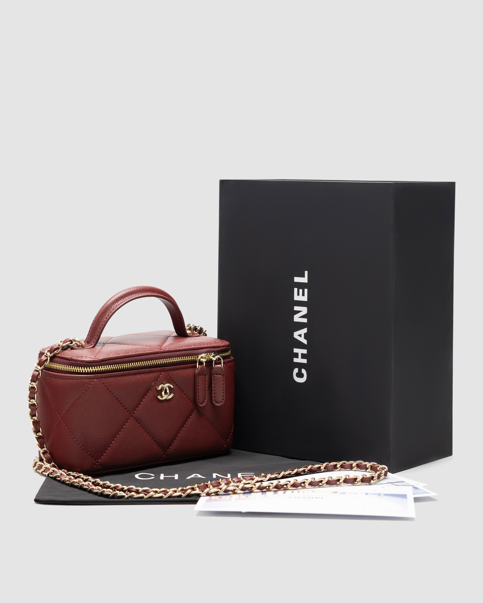 Chanel Long Vanity With Chain Burgundy - 9