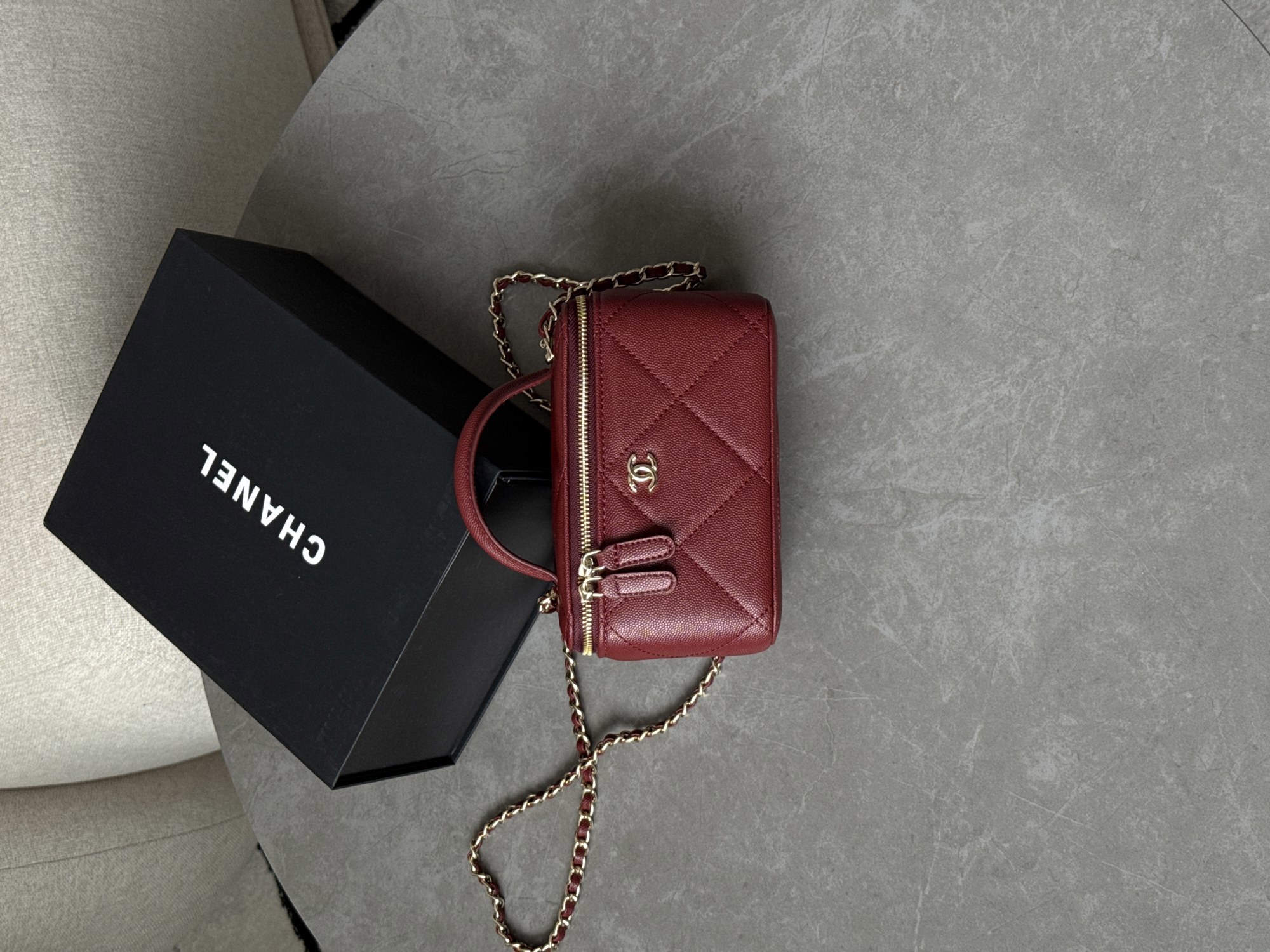 Chanel Long Vanity With Chain Burgundy - 15