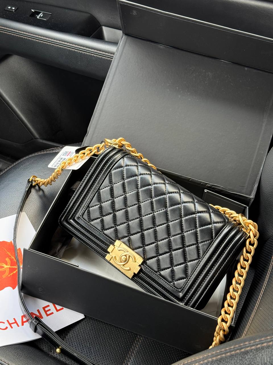 Chanel Medium Boy Black/Gold Caviar RHW Smooth Skin - 5