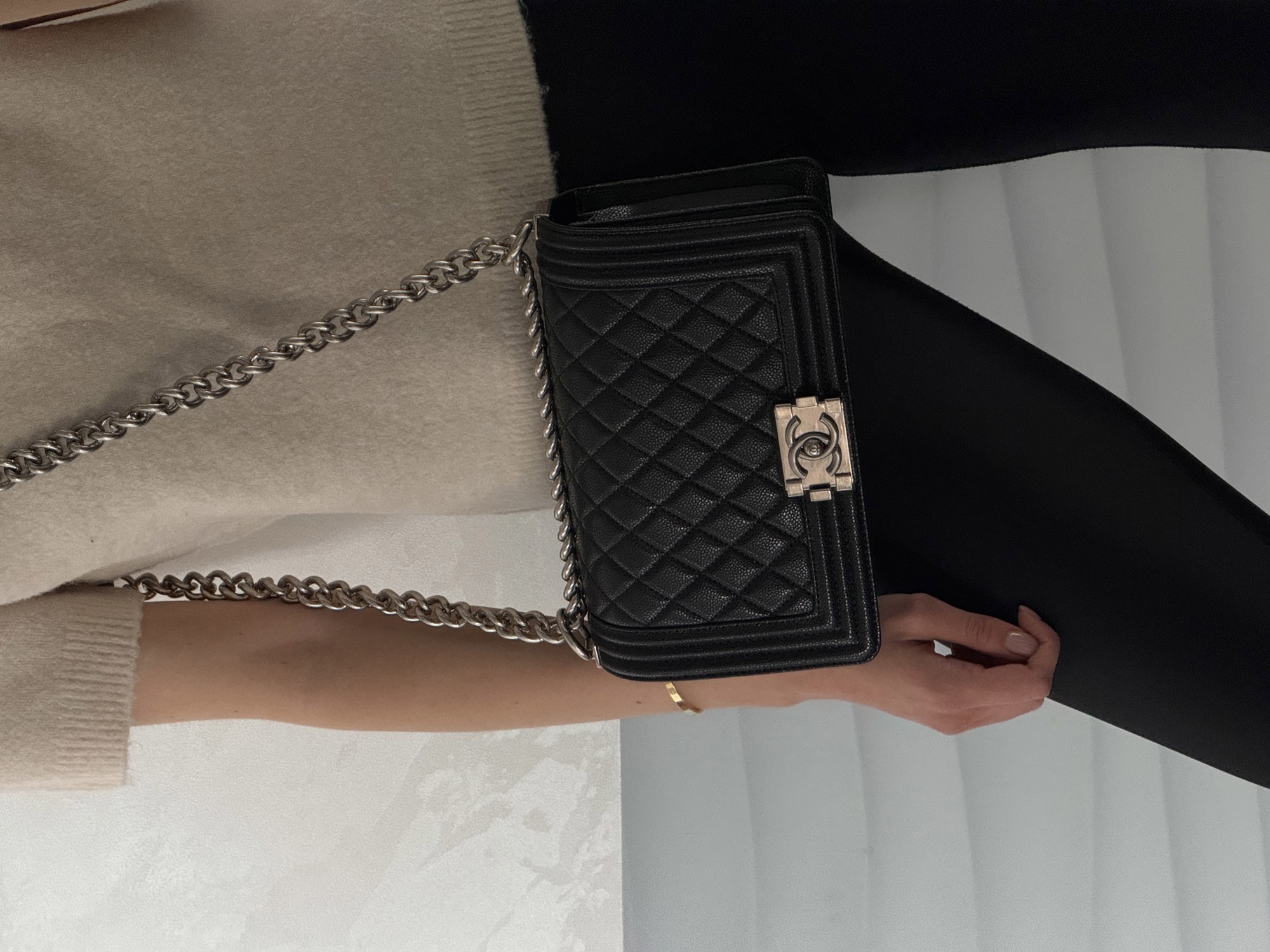 Chanel Medium Boy Black/Silver Caviar RHW Коробка магніт - 12