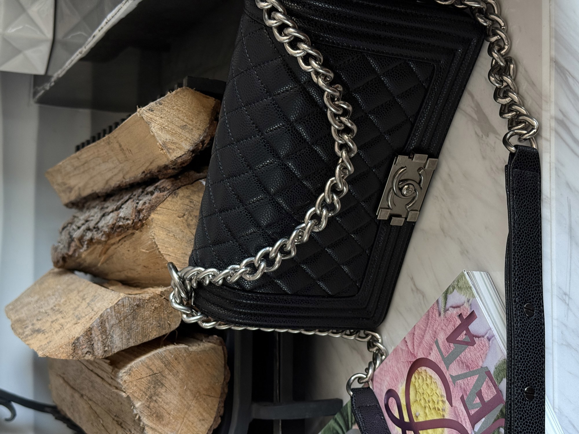 Chanel Medium Boy Black/Silver Caviar RHW Коробка магніт - 10