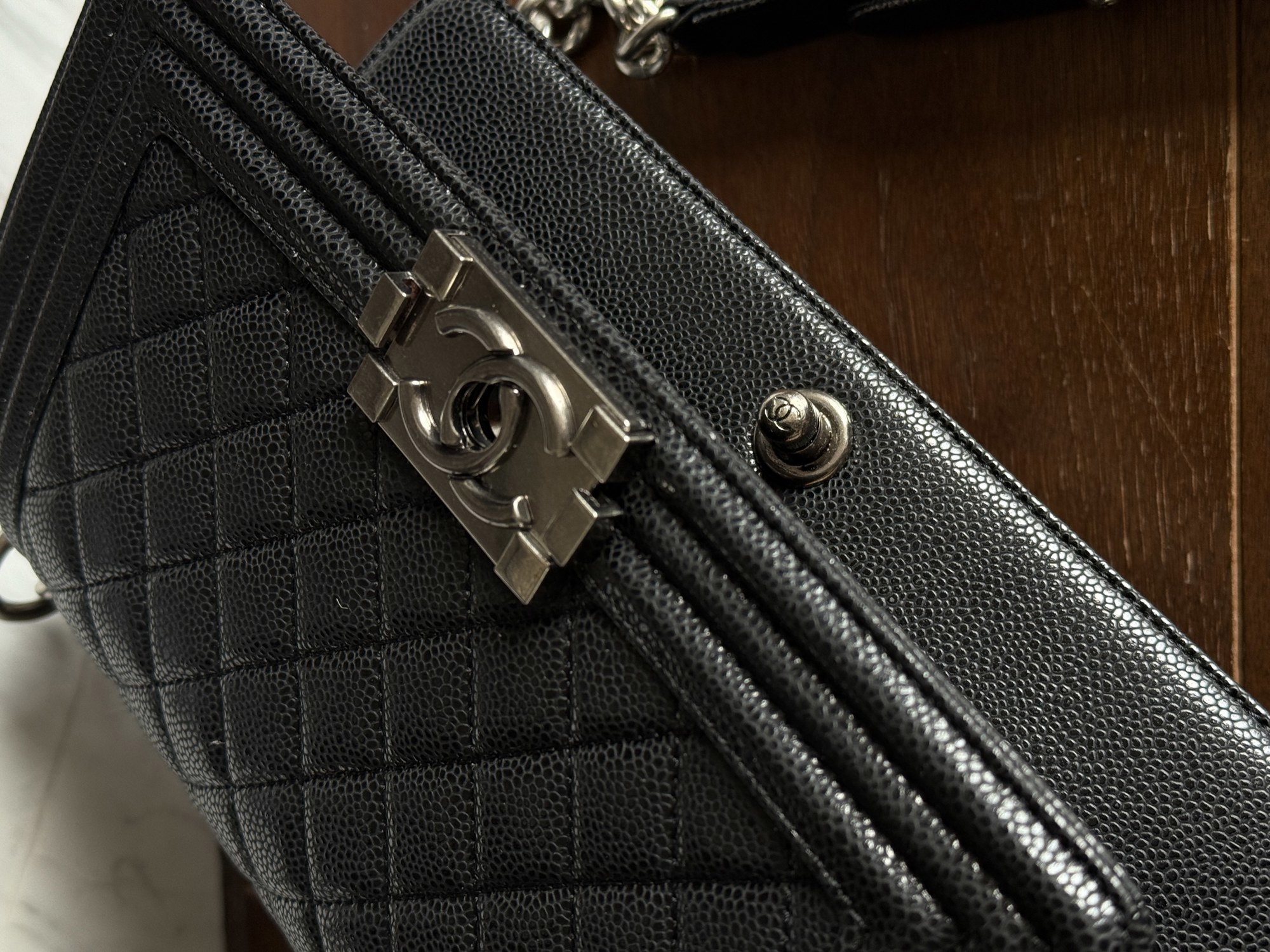 Chanel Medium Boy Black/Silver Caviar RHW Коробка магніт - 6