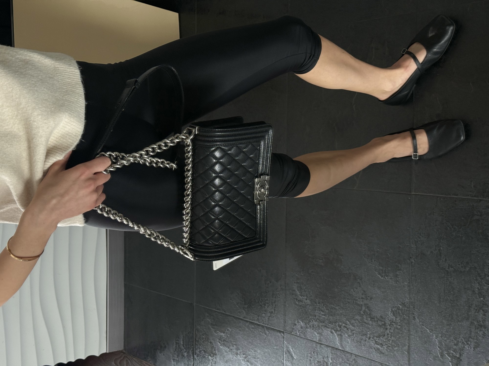 Chanel Medium Boy Black/Silver Caviar RHW Коробка магніт - 7