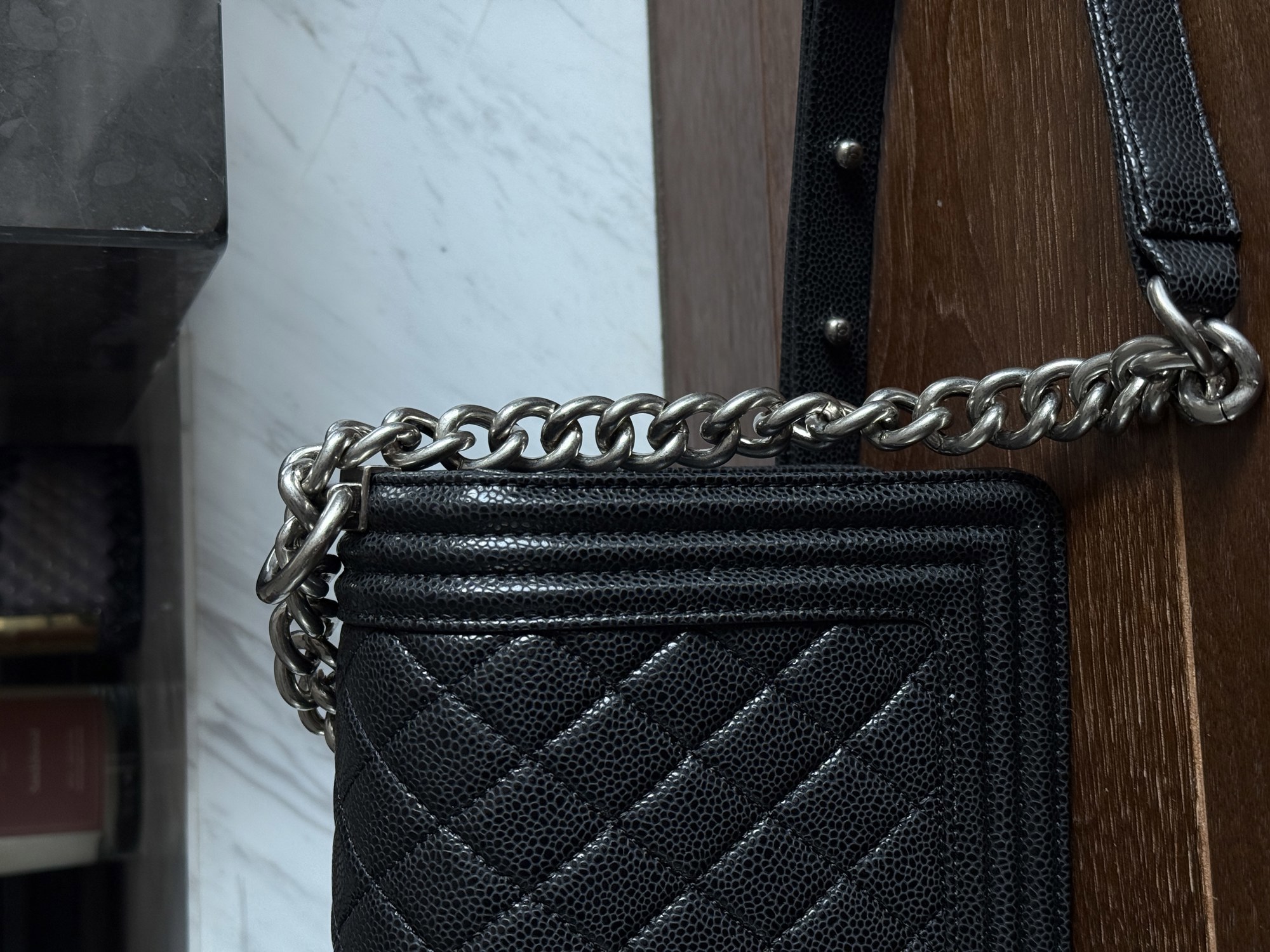 Chanel Medium Boy Black/Silver Caviar RHW Коробка магніт - 4