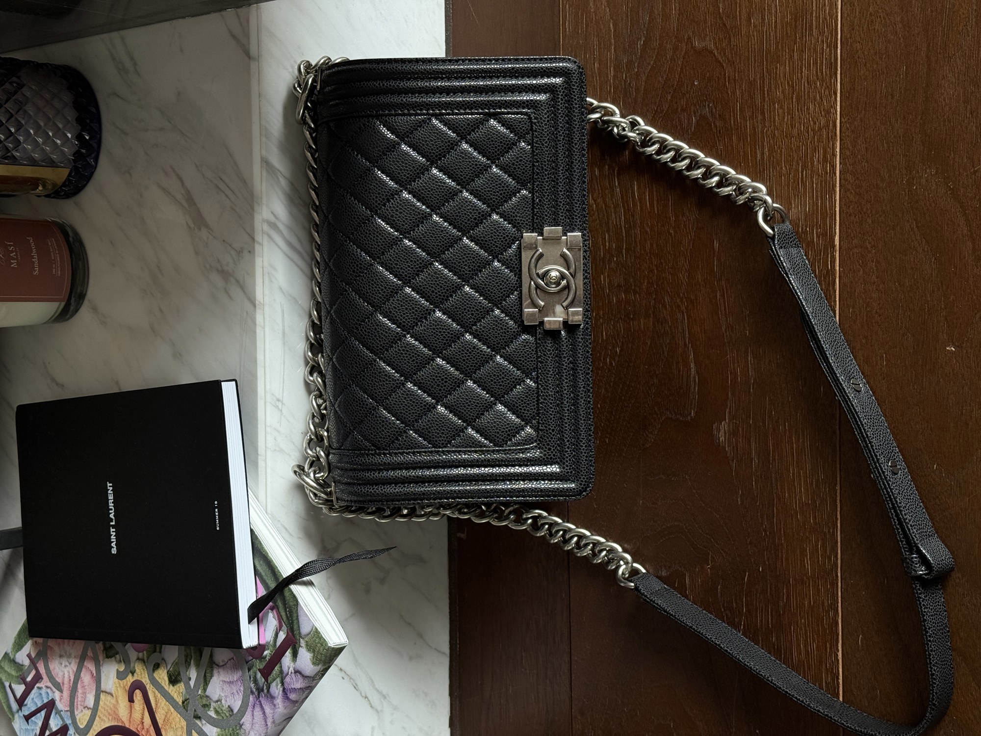 Chanel Medium Boy Black/Silver Caviar RHW Коробка магніт - 2