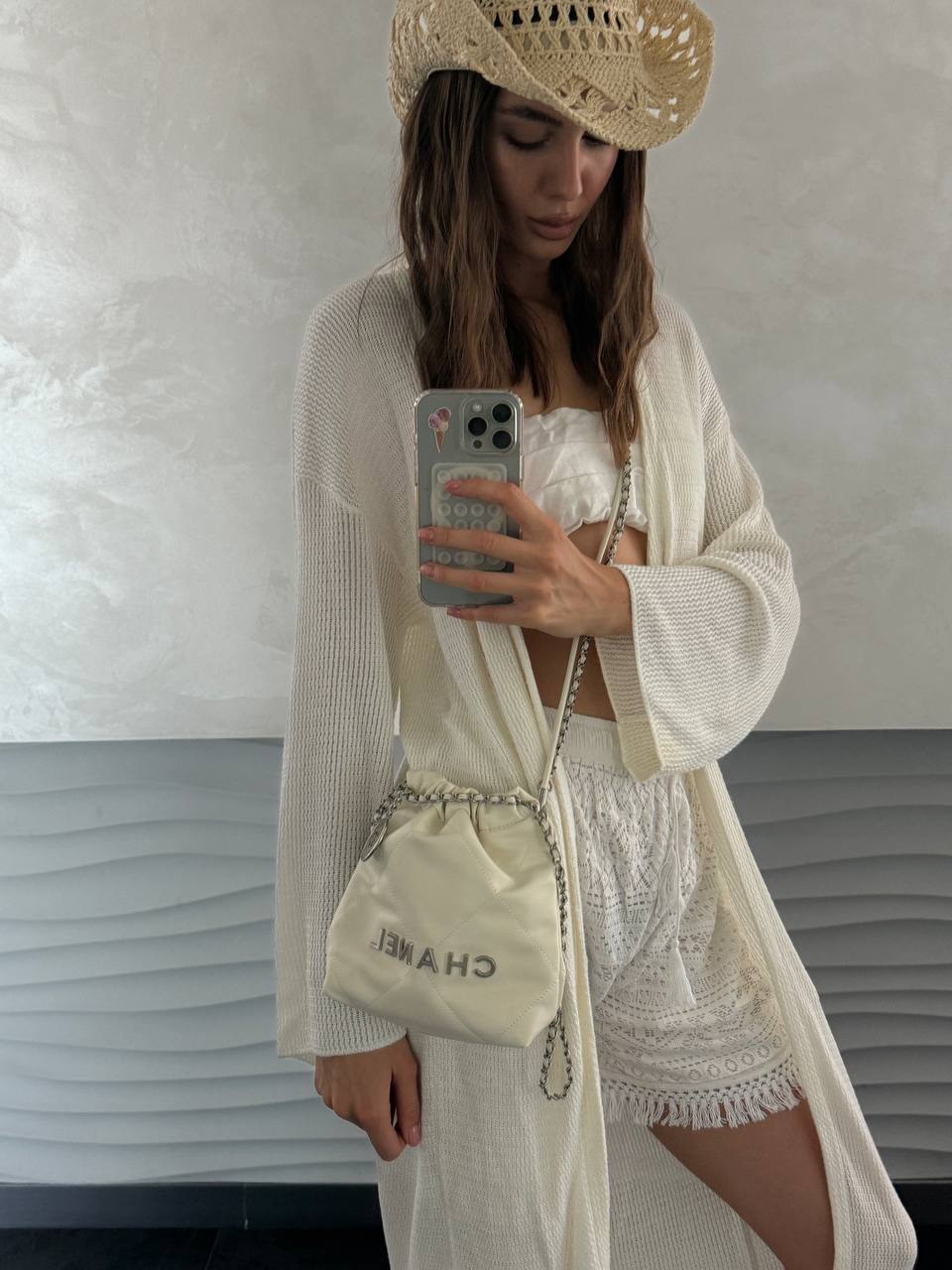 Chanel Milk Quilted Calfskin Mini 20 Bag Silver Hardware - 2