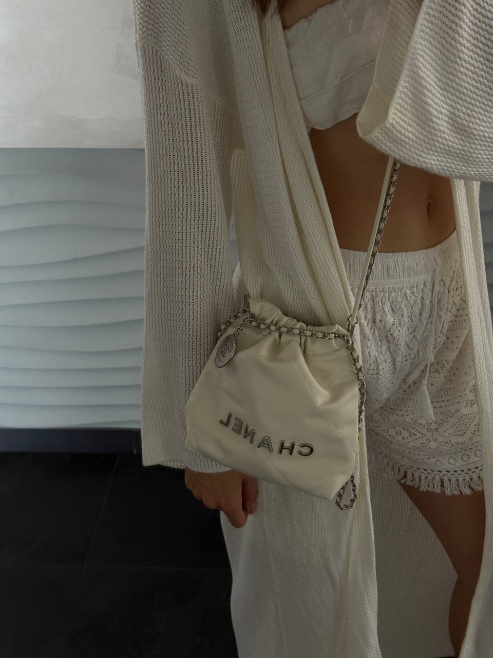 Chanel Milk Quilted Calfskin Mini 20 Bag Silver Hardware - 3