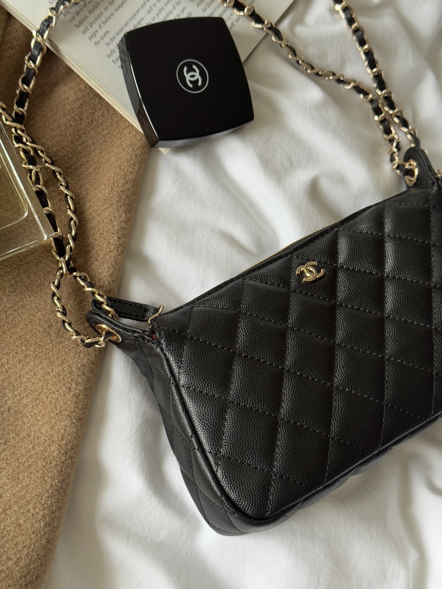 Chanel Mini Boston Chain Shoulder Bag Black/Gold - 6