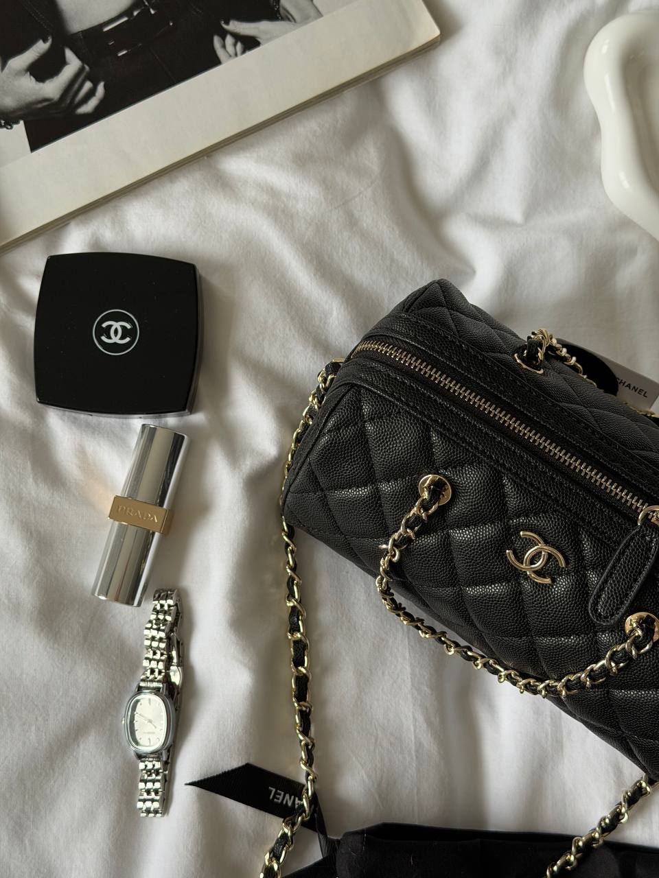 Chanel Mini Boston Chain Shoulder bag Black/Gold - 12