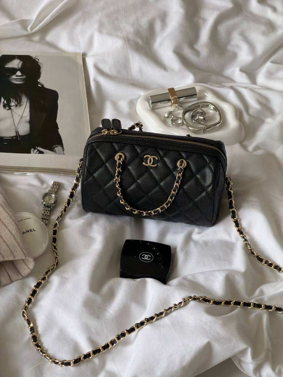 Chanel Mini Boston Chain Shoulder bag Black/Gold - 4