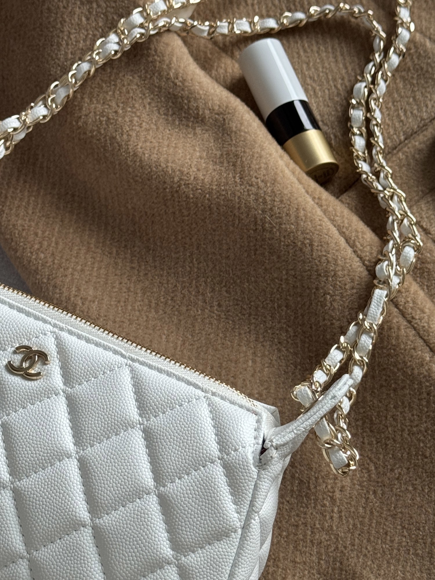 Chanel Mini Boston Chain Shoulder Bag White/Gold - 11