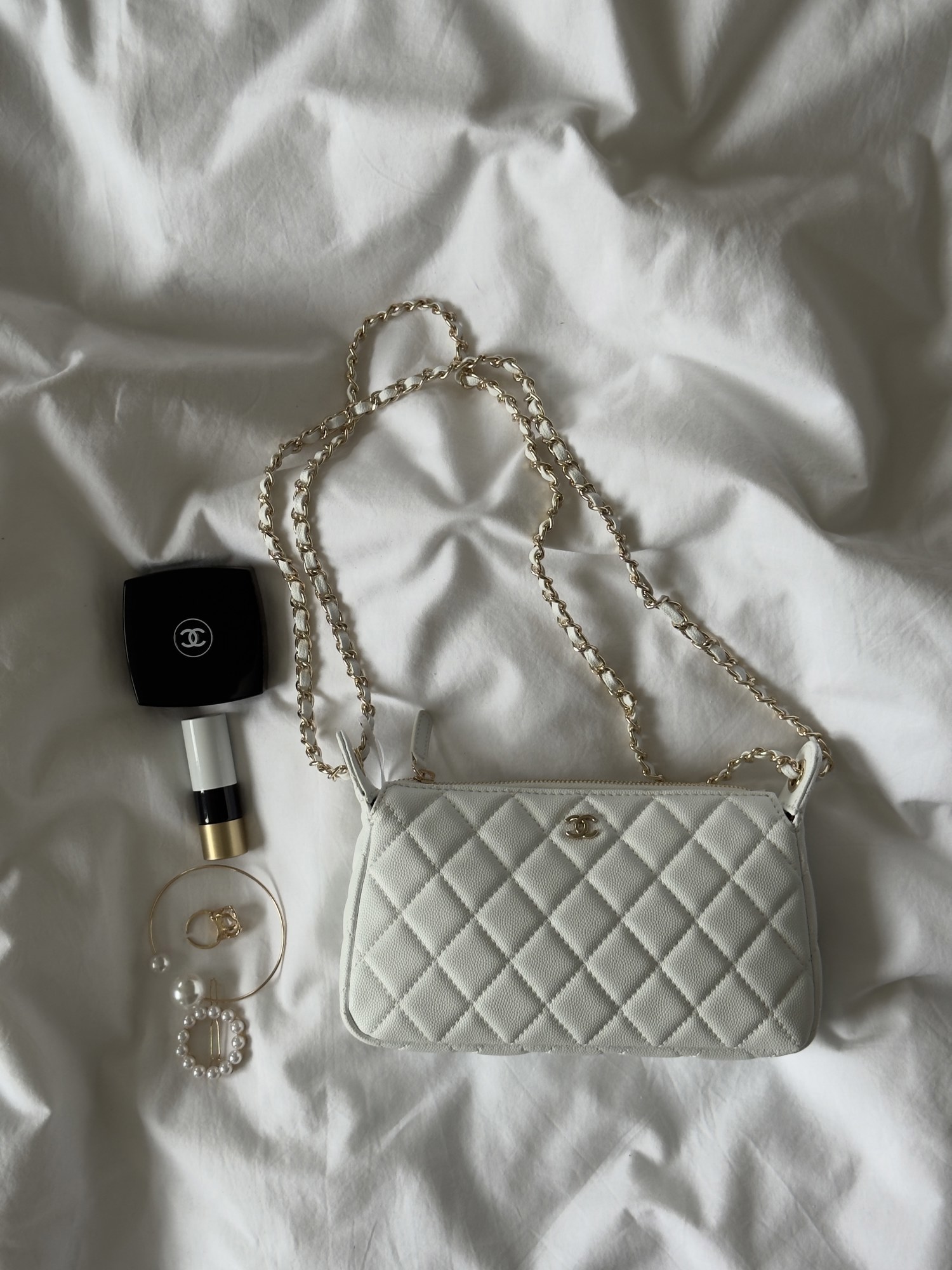 Chanel Mini Boston Chain Shoulder Bag White/Gold - 6