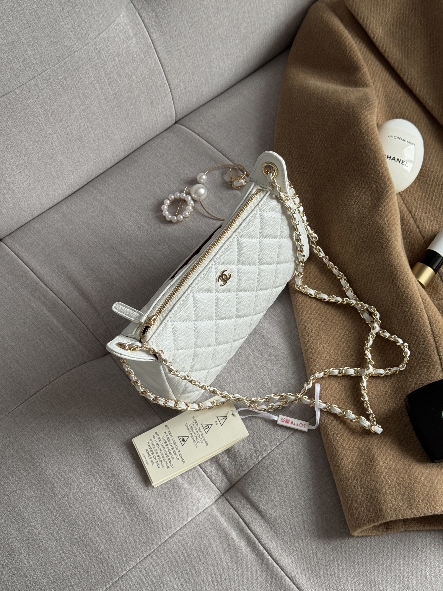 Chanel Mini Boston Chain Shoulder Bag White/Gold - 7