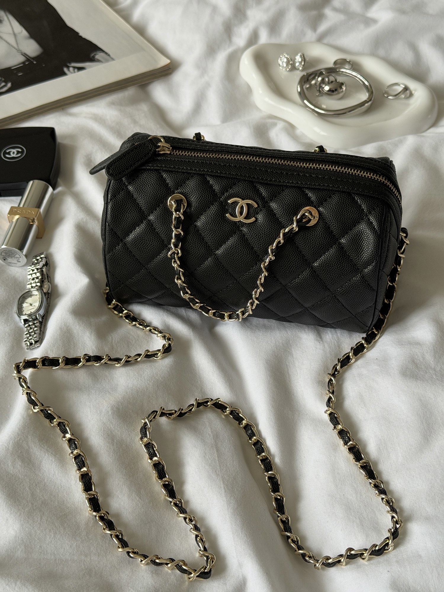 Chanel Mini Classic Bowling Bag Black - 12
